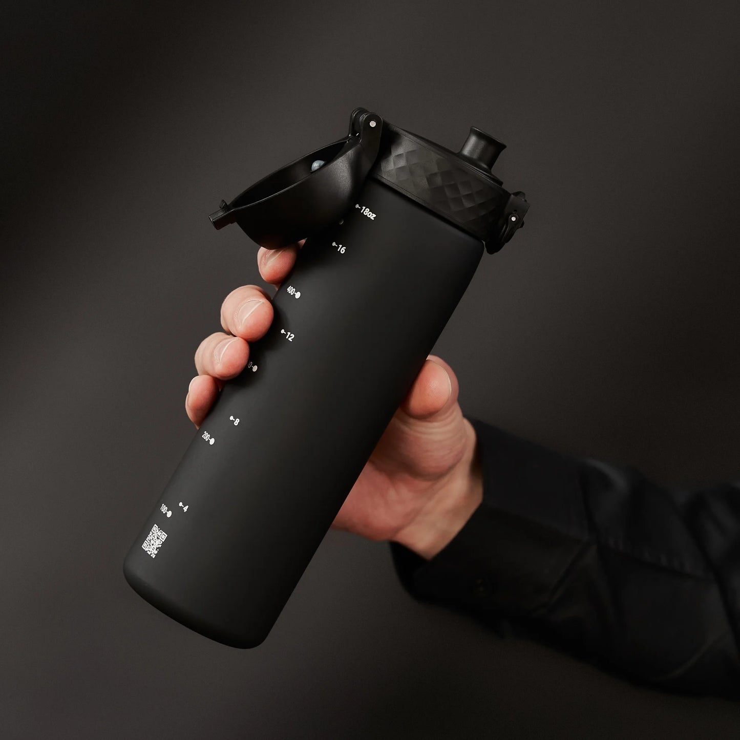 Leak Proof Slim Water Bottle, Recyclon™, Black, 500ml (18oz)