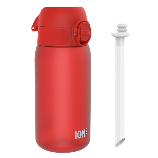 Leak Proof Small Water Bottle With Straw, Recyclon™, Red, 350ml (12oz)