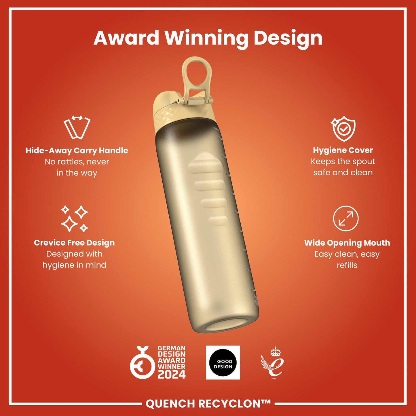 Leak Proof 1 litre Water Bottle, Recyclon, Desert, 1L