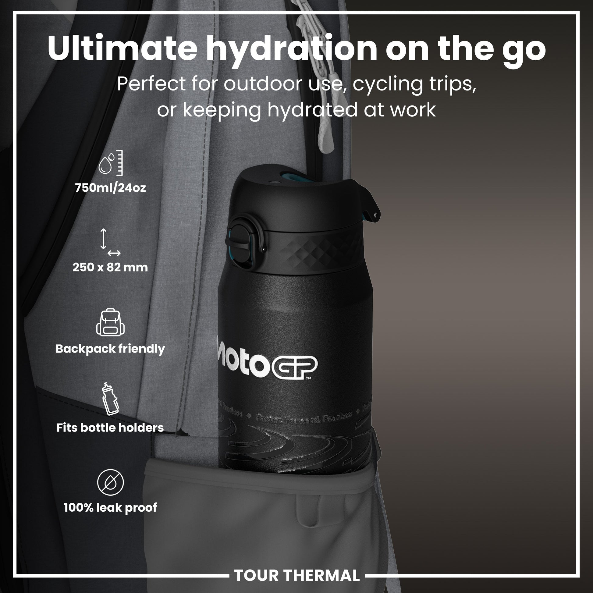 MotoGP X ION8 Insulated Steel Water Bottle, MotoGP Lean, 750ml (24oz)