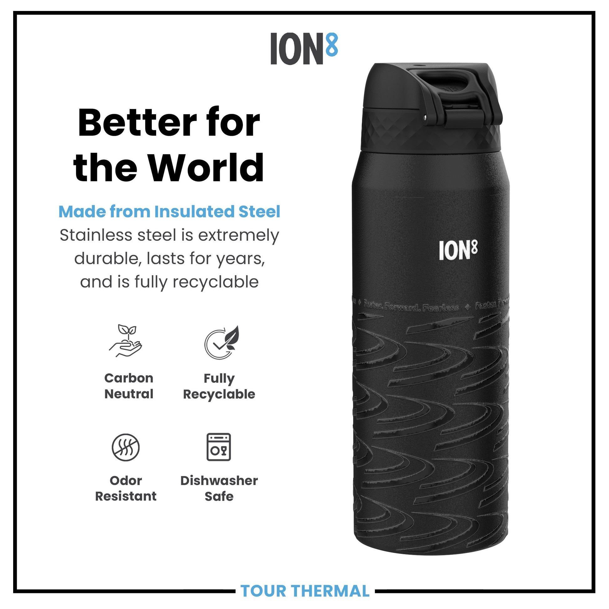 MotoGP X ION8 Insulated Steel Water Bottle, MotoGP Lean, 750ml (24oz)