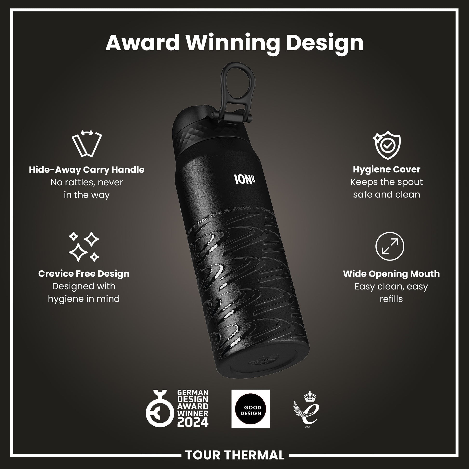 MotoGP X ION8 Insulated Steel Water Bottle, MotoGP Lean, 750ml (24oz)