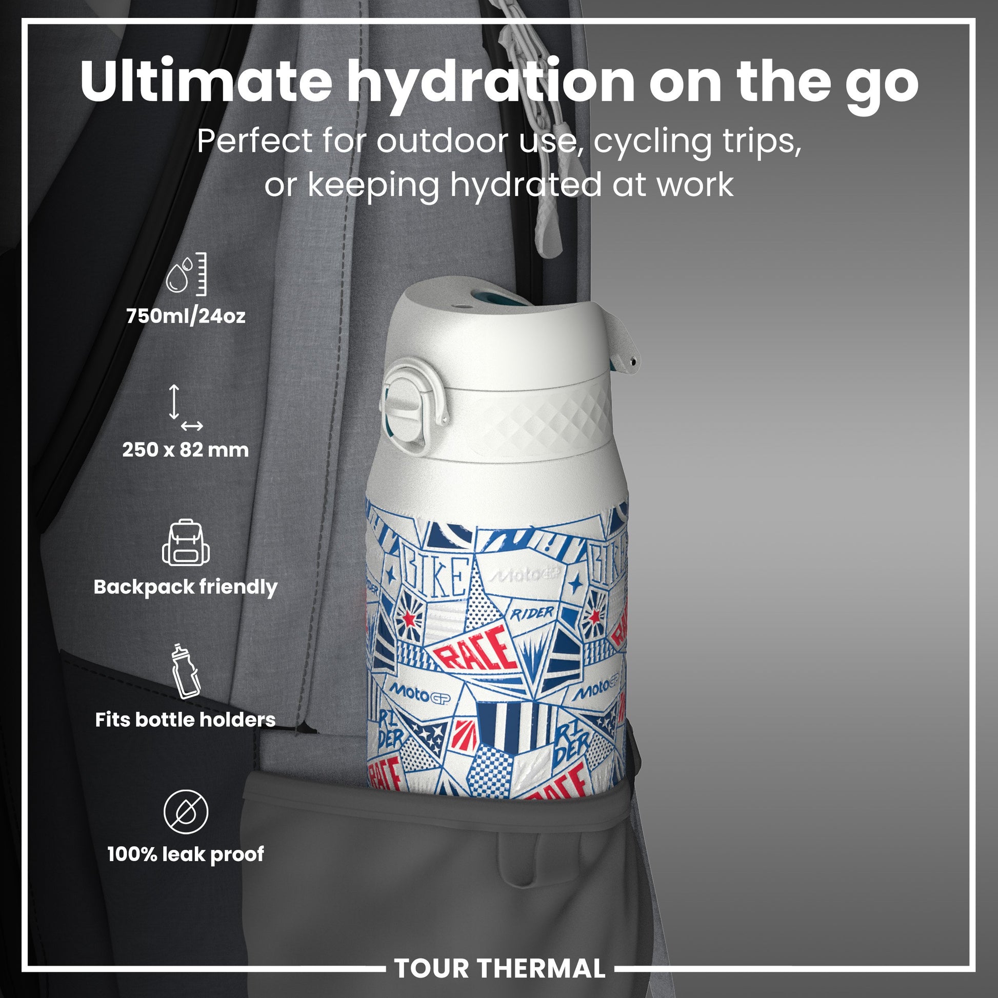 MotoGP X ION8 Insulated Steel Water Bottle, MotoGP Street, 750ml (24oz)