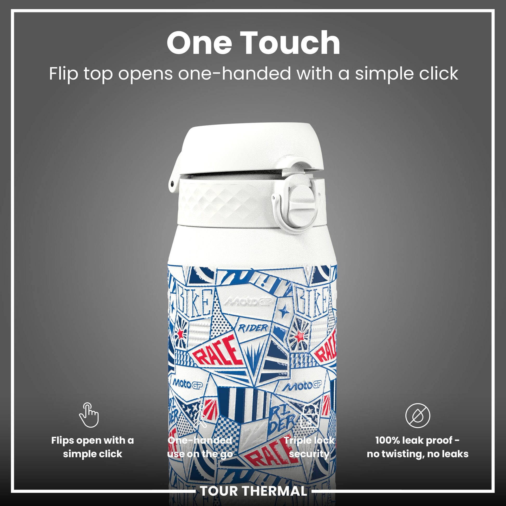 MotoGP X ION8 Insulated Steel Water Bottle, MotoGP Street, 750ml (24oz)