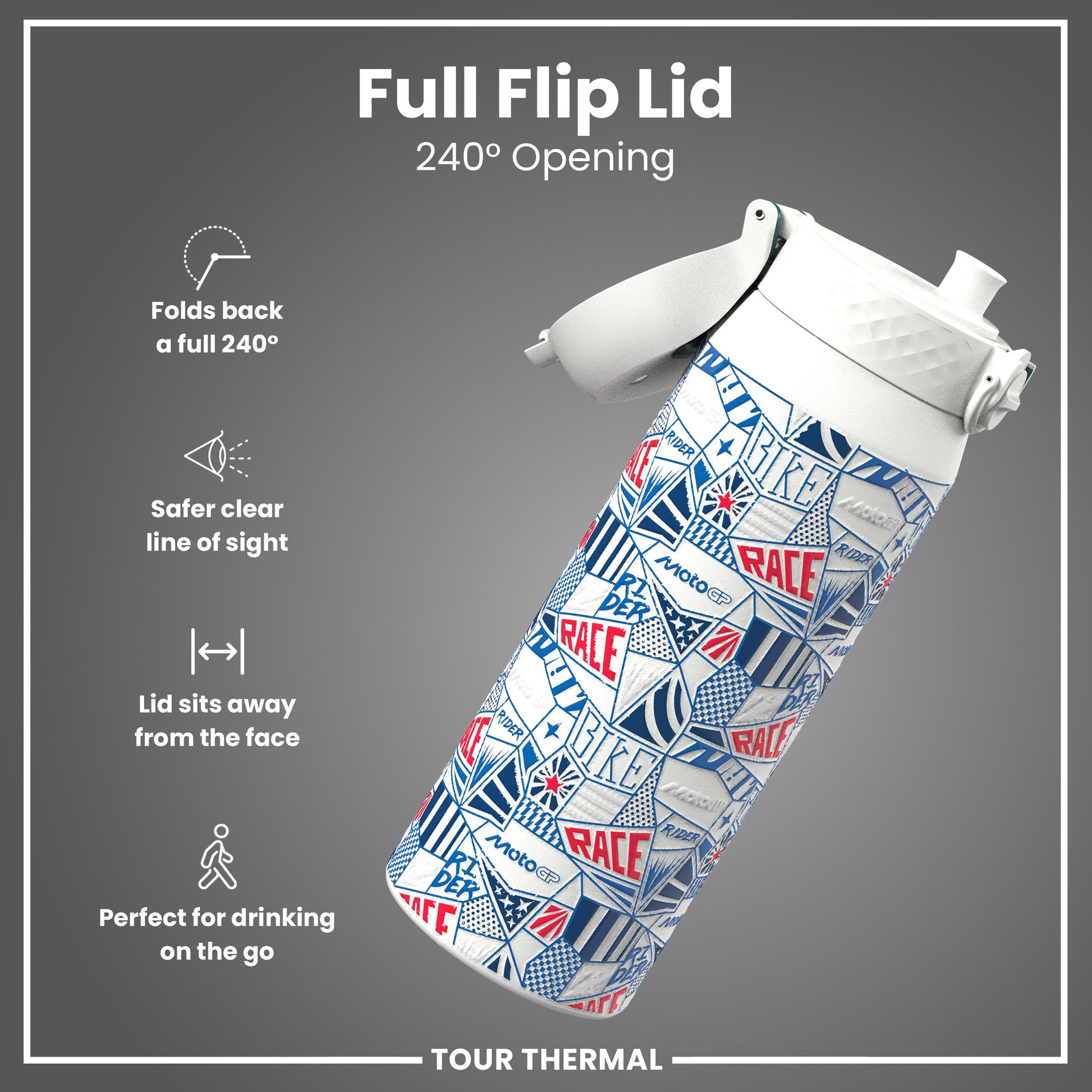 MotoGP X ION8 Insulated Steel Water Bottle, MotoGP Street, 750ml (24oz)