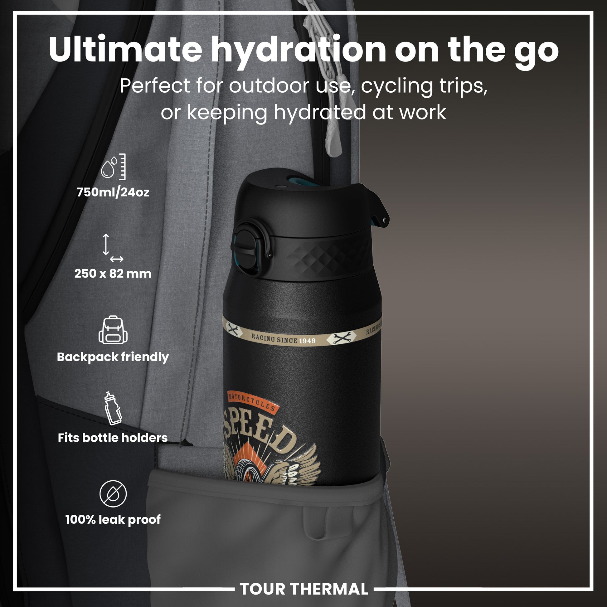 MotoGP X ION8 Insulated Steel Water Bottle, MotoGP Speed, 750ml (24oz)