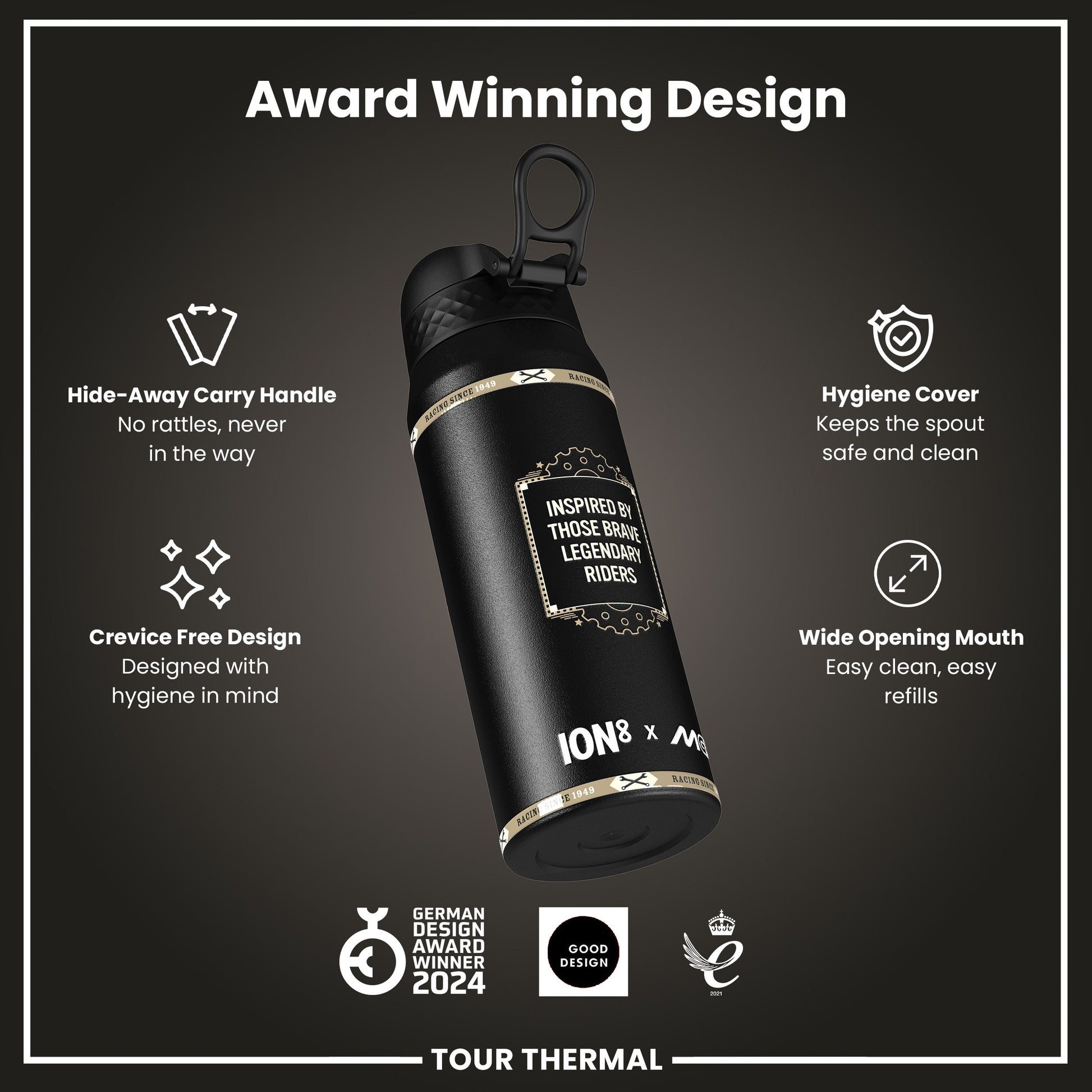 MotoGP X ION8 Insulated Steel Water Bottle, MotoGP Speed, 750ml (24oz)