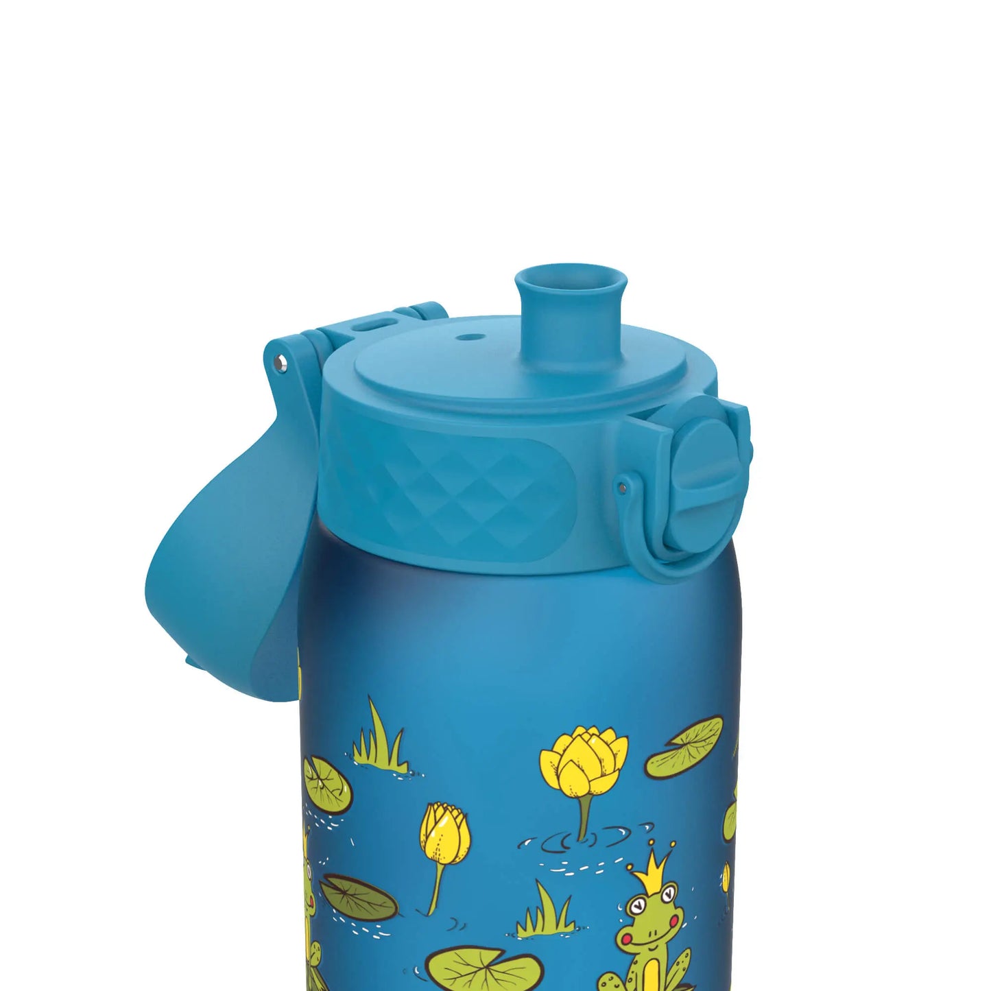 Spout View of Ion8 Leak Proof Kids Water Bottle, BPA Free, Frog Pond, 400ml (13oz)