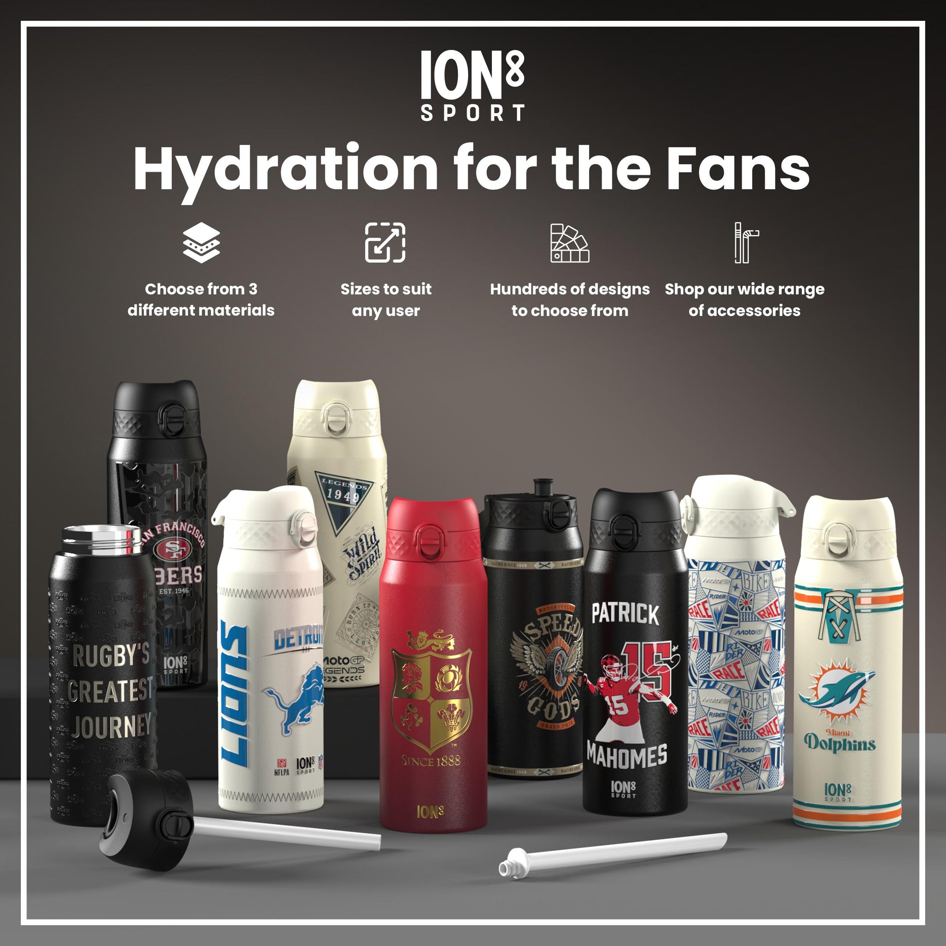 NFL x ION8 Insulated Steel Water Bottle, NFL Commanders, 750ml (24oz)