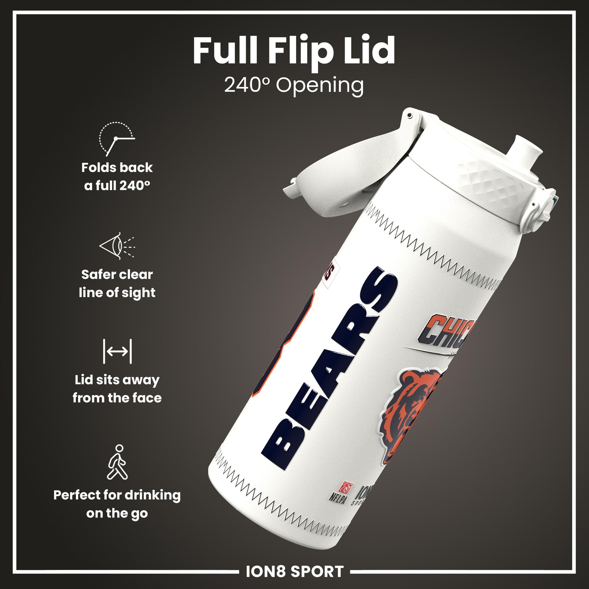 NFL x Ion8 Sports, Insulated Bottle, GameDay Series, Williams Bears, 750ml (24oz)