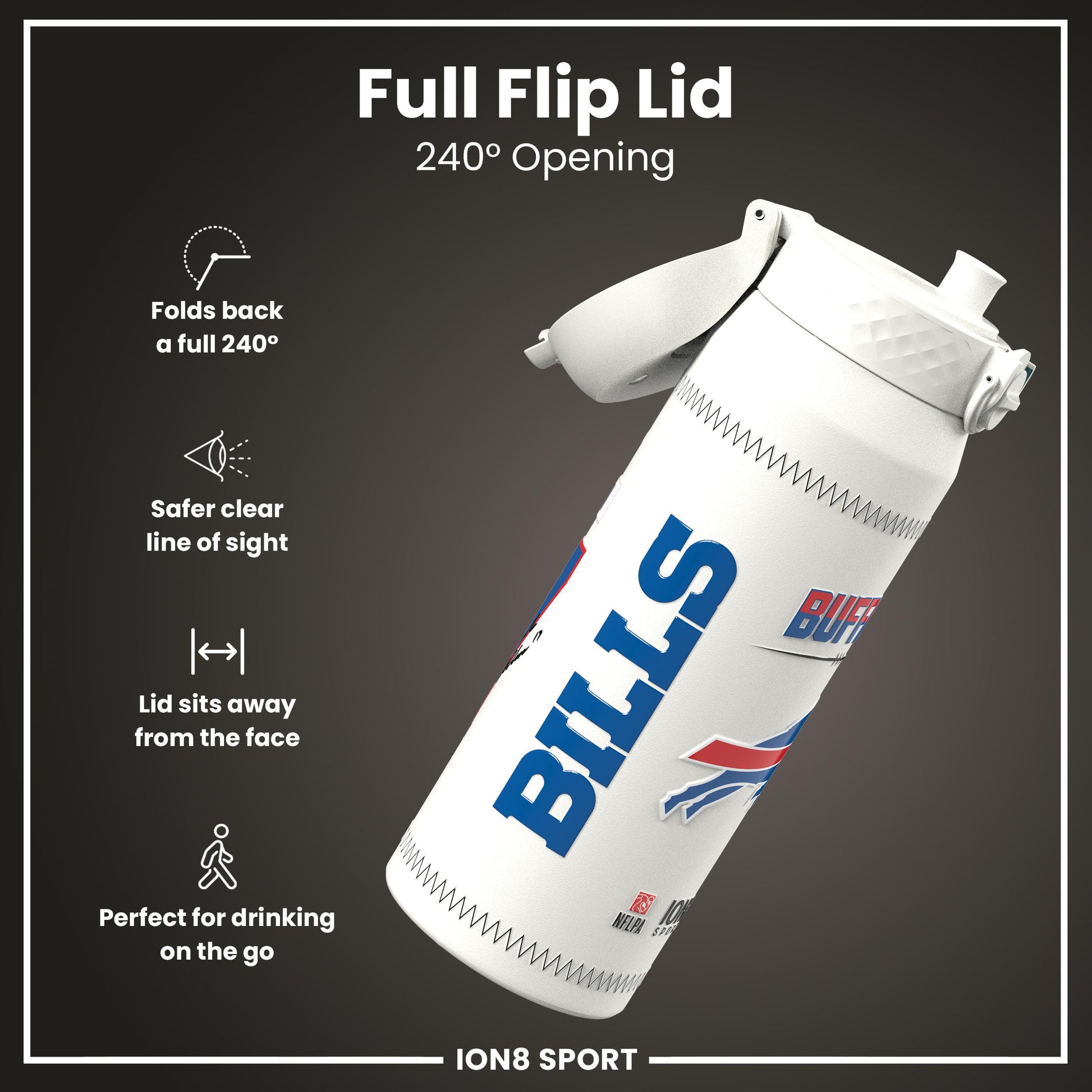 NFL x Ion8 Sports, Insulated Bottle, GameDay Series, Allen Bills, 750ml (24oz)