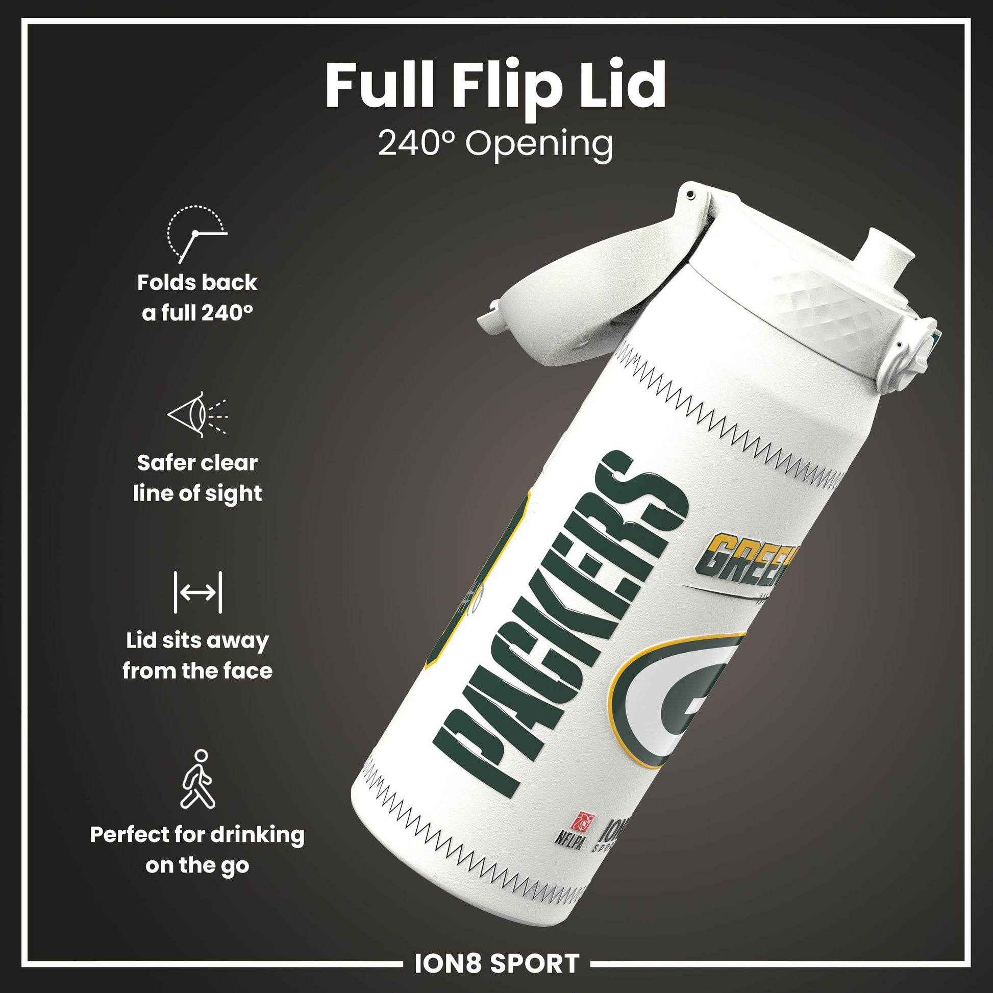 NFL x Ion8 Sports, Insulated Bottle, GameDay Series, Love Packers, 750ml (24oz)