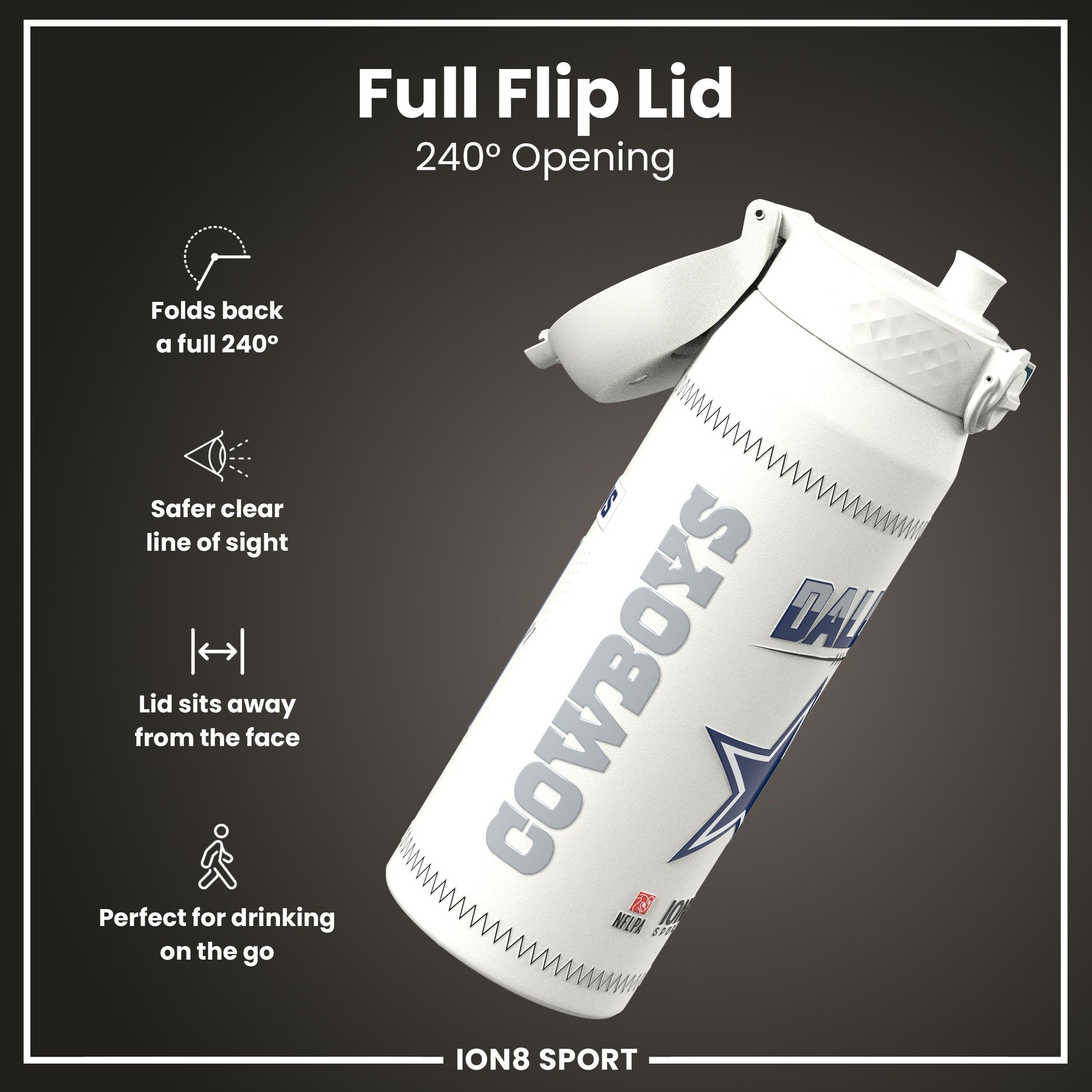 NFL x Ion8 Sports, Insulated Bottle, GameDay Series, Parsons Cowboys, 750ml (24oz)