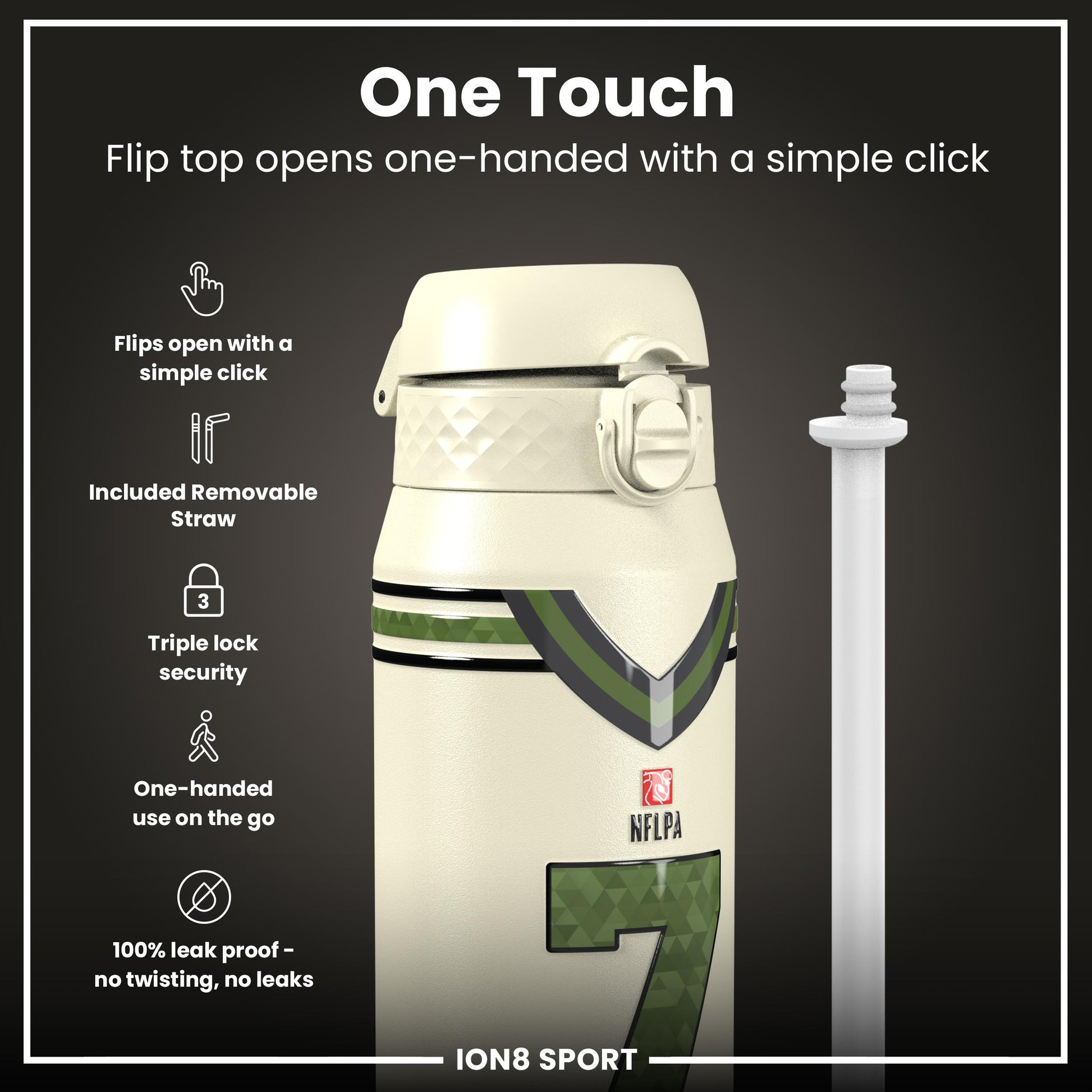 NFL x Ion8 Sports, Insulated Bottle, Icon Series, Bijan Robinson, 750ml (24oz)