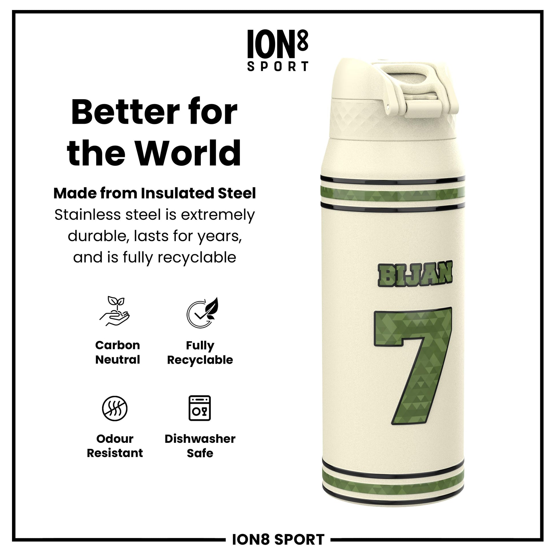 NFL x Ion8 Sports, Insulated Bottle, Icon Series, Bijan Robinson, 750ml (24oz)