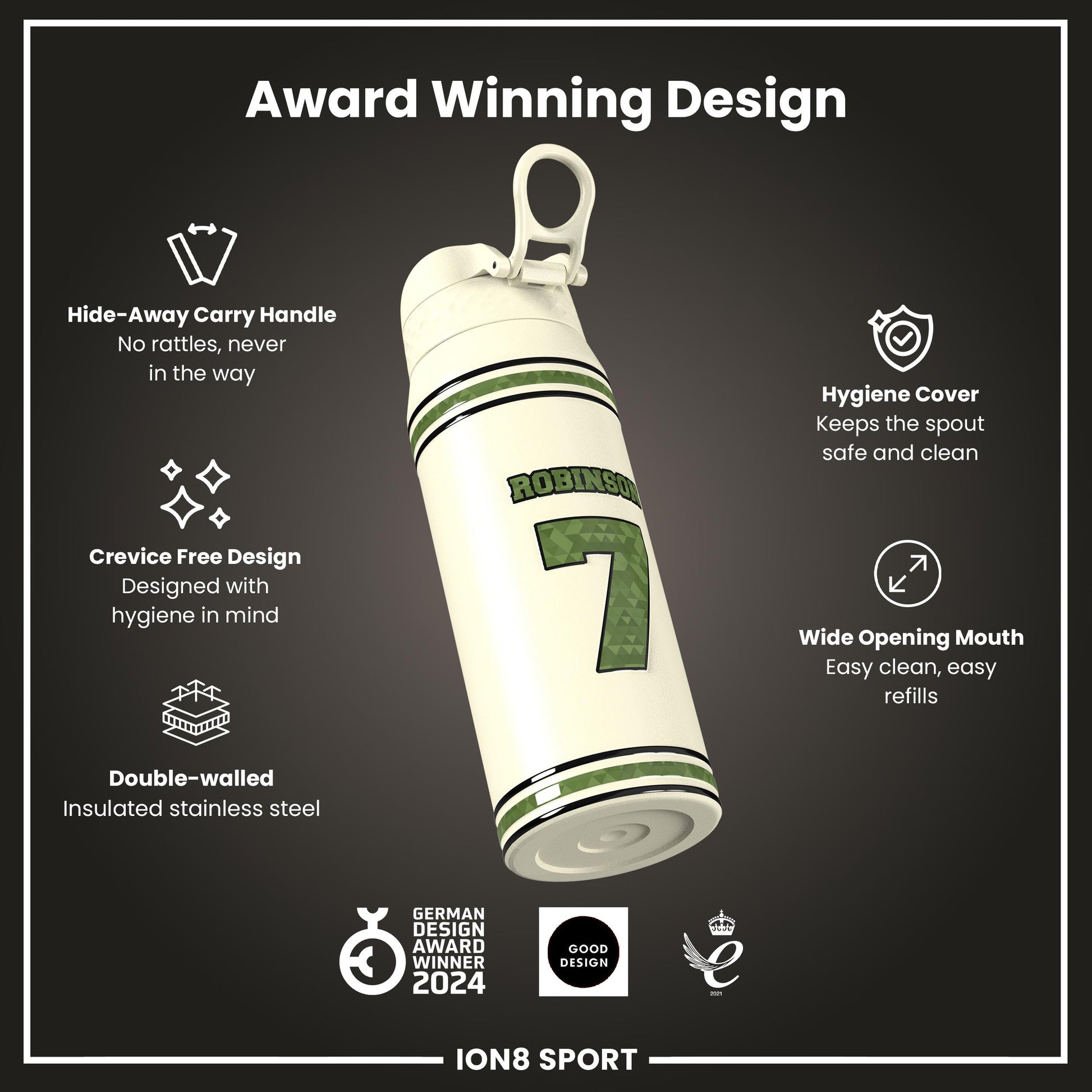 NFL x Ion8 Sports, Insulated Bottle, Icon Series, Bijan Robinson, 750ml (24oz)