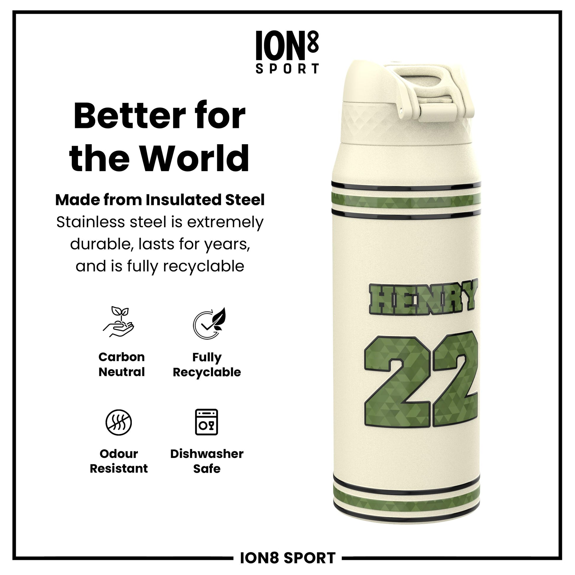 NFL x Ion8 Sports, Insulated Bottle, Icon Series, Derrick Henry, 750ml (24oz)