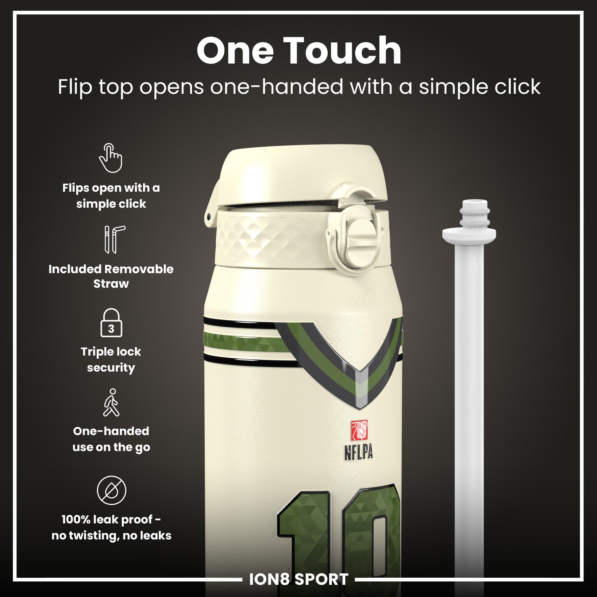 NFL x Ion8 Sports, Insulated Bottle, Icon Series, Drake Maye, 750ml (24oz)