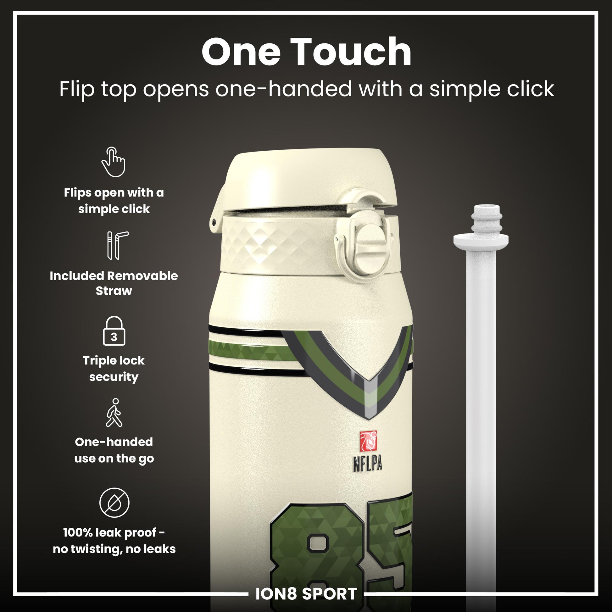 NFL x Ion8 Sports, Insulated Bottle, Icon Series, George Kittle, 750ml (24oz)