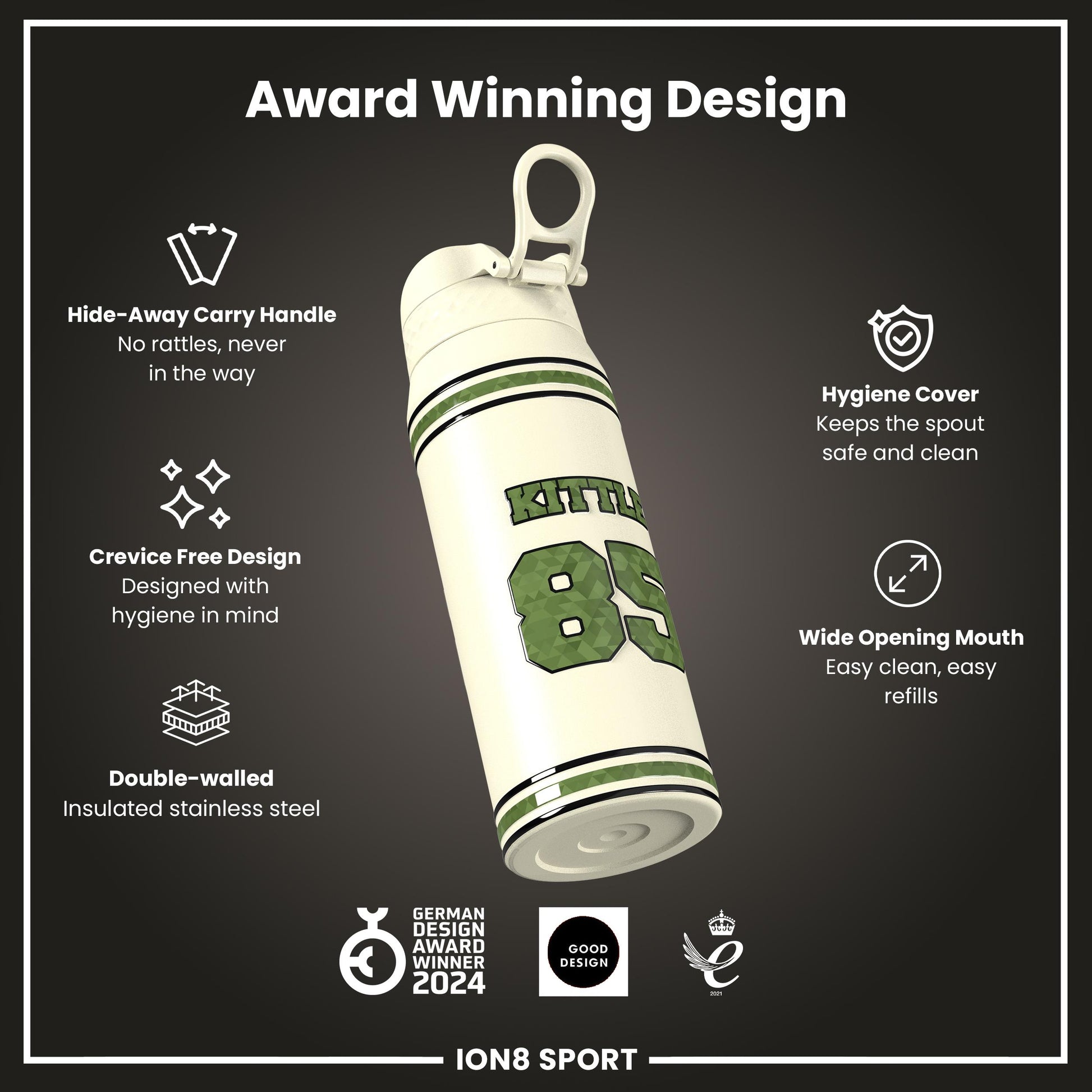 NFL x Ion8 Sports, Insulated Bottle, Icon Series, George Kittle, 750ml (24oz)