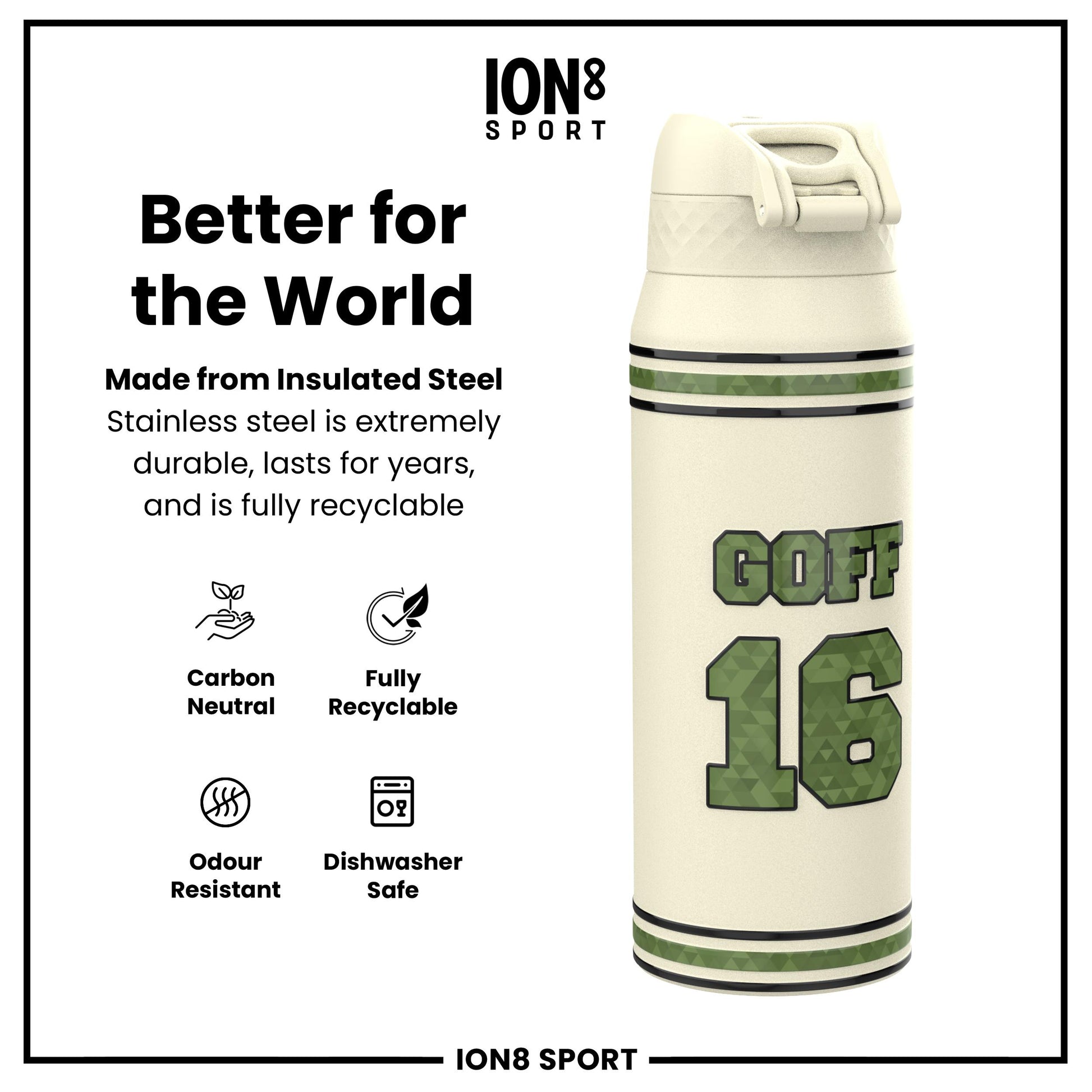 NFL x Ion8 Sports, Insulated Bottle, Icon Series, Jared Goff, 750ml (24oz)