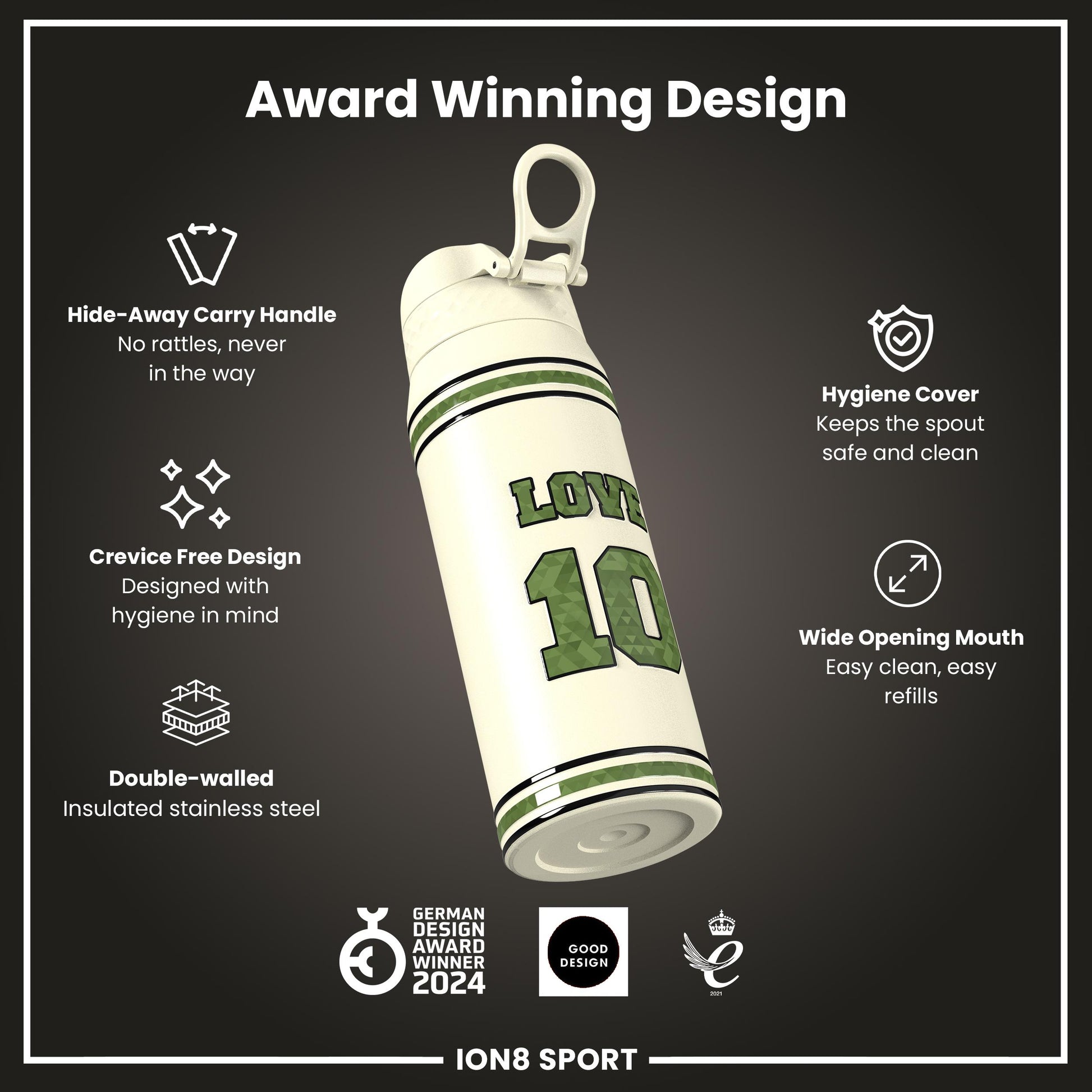 NFL x Ion8 Sports, Insulated Bottle, Icon Series, Jordan Love, 750ml (24oz)