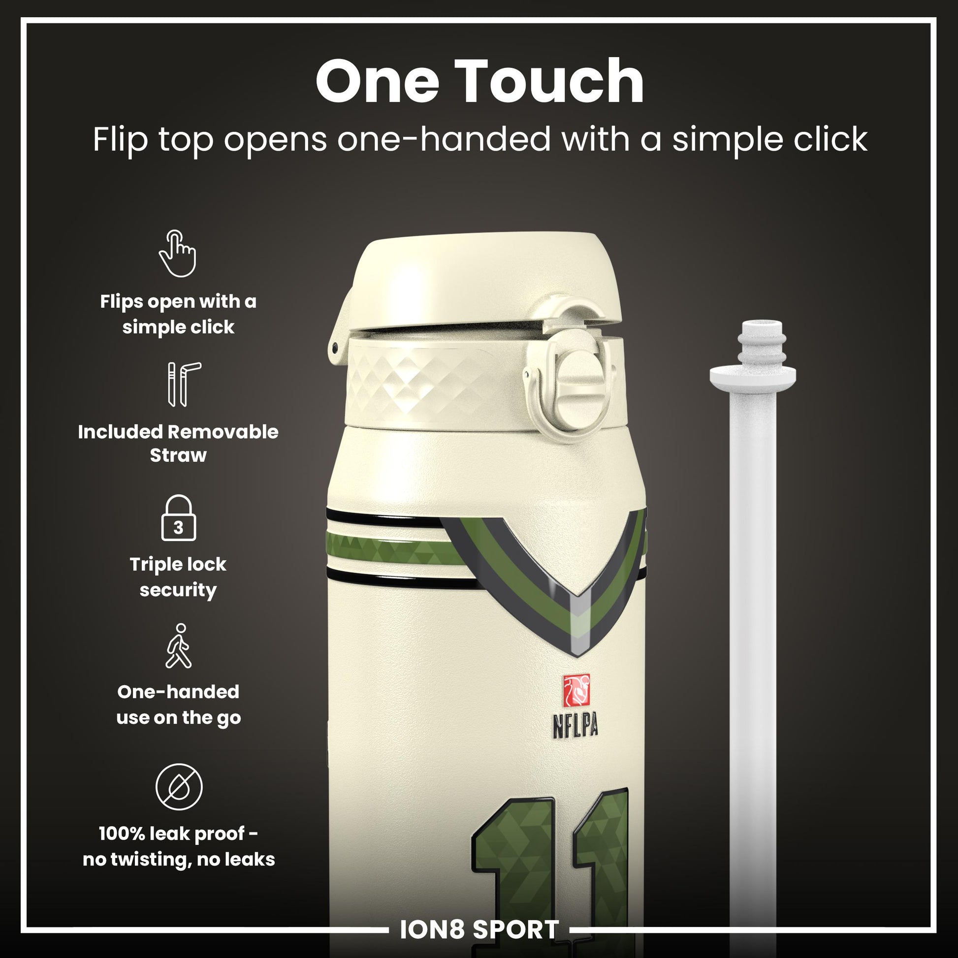 NFL x Ion8 Sports, Insulated Bottle, Icon Series, Jaxon Smith-Njigba, 750ml (24oz)