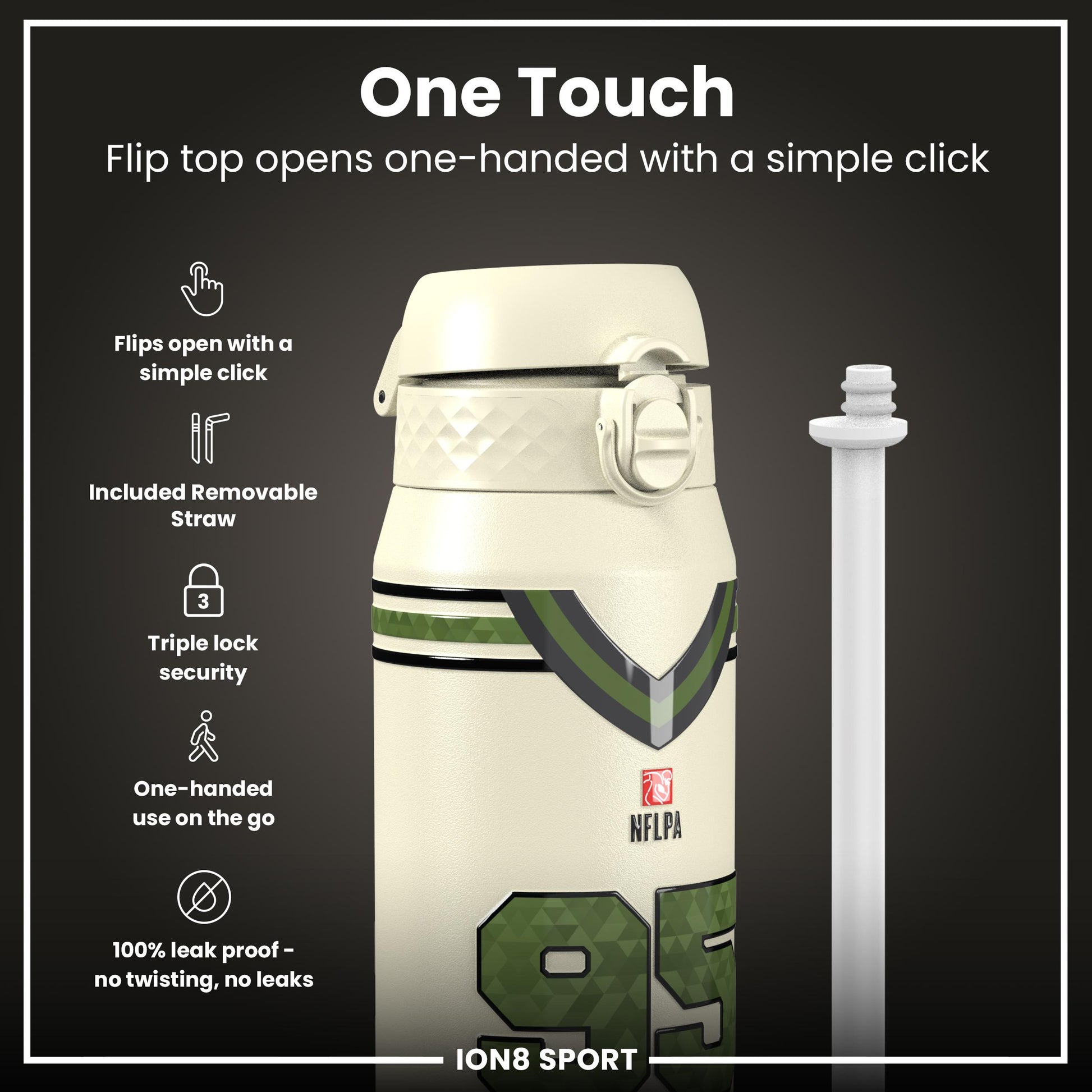 NFL x Ion8 Sports, Insulated Bottle, Icon Series, Myles Garrett, 750ml (24oz)