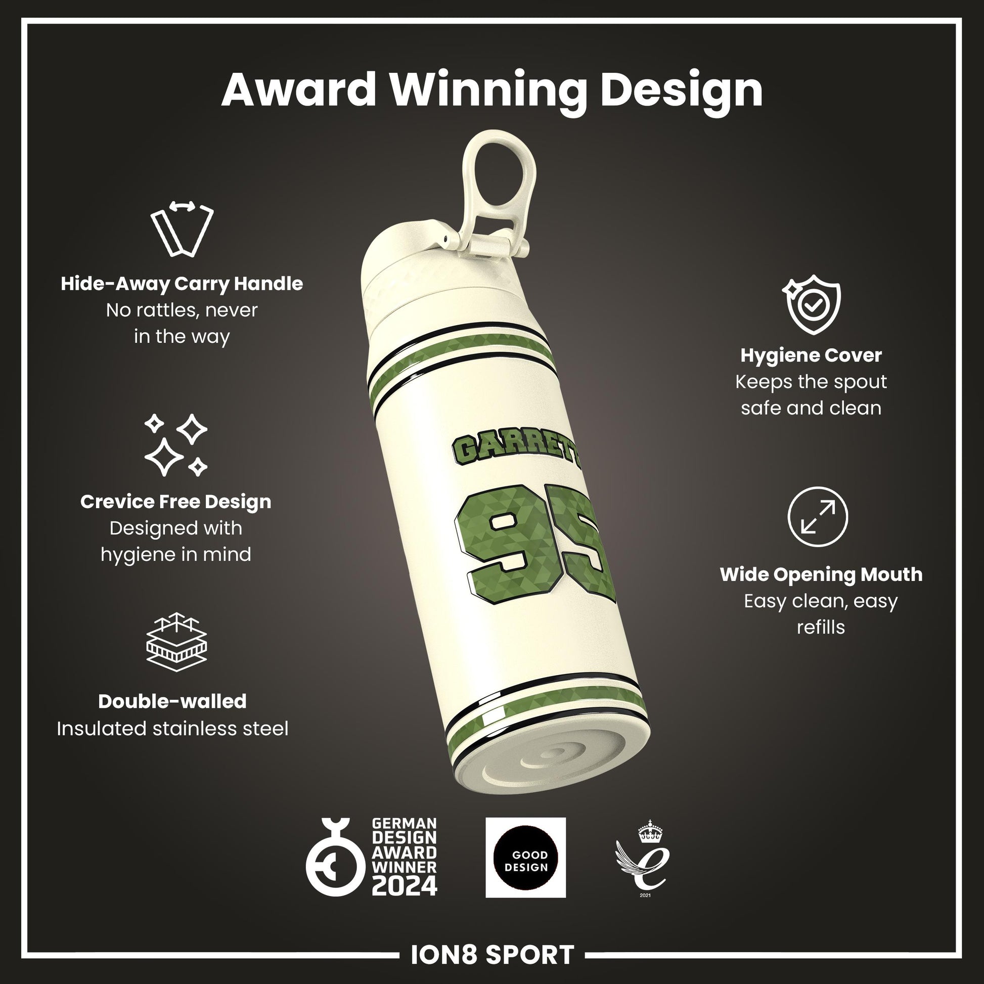 NFL x Ion8 Sports, Insulated Bottle, Icon Series, Myles Garrett, 750ml (24oz)