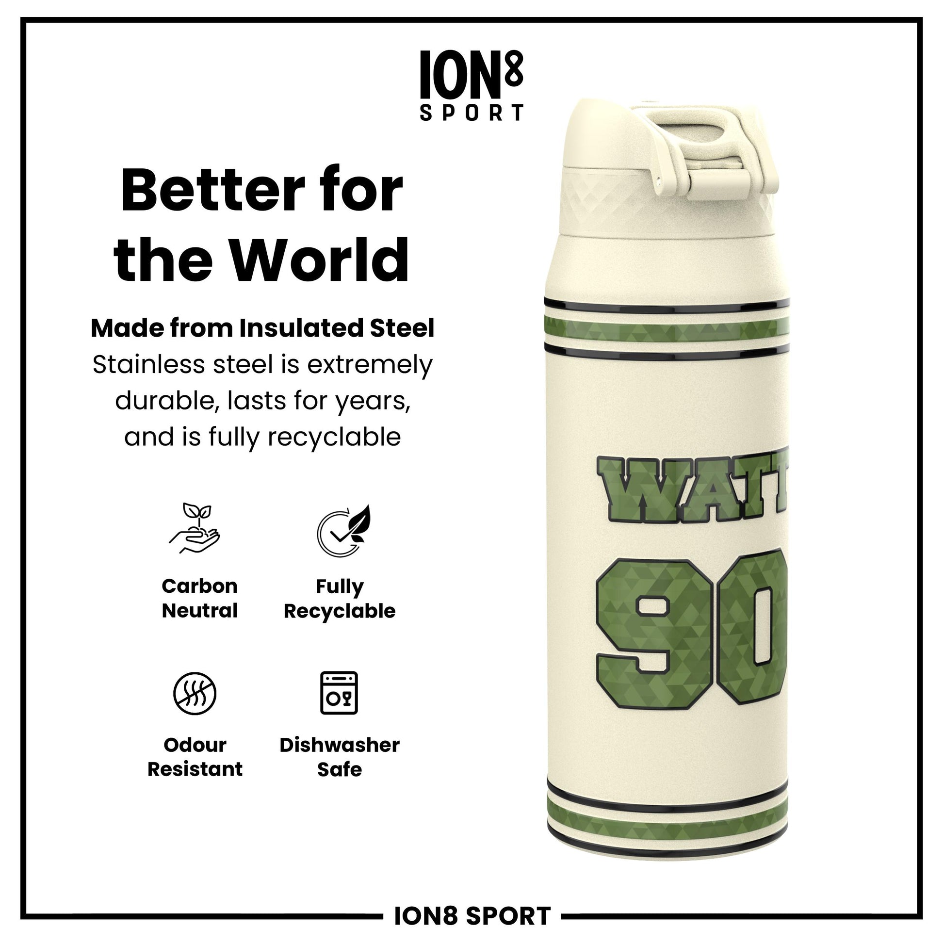 NFL x Ion8 Sports, Insulated Bottle, Icon Series, TJ Watt, 750ml (24oz)