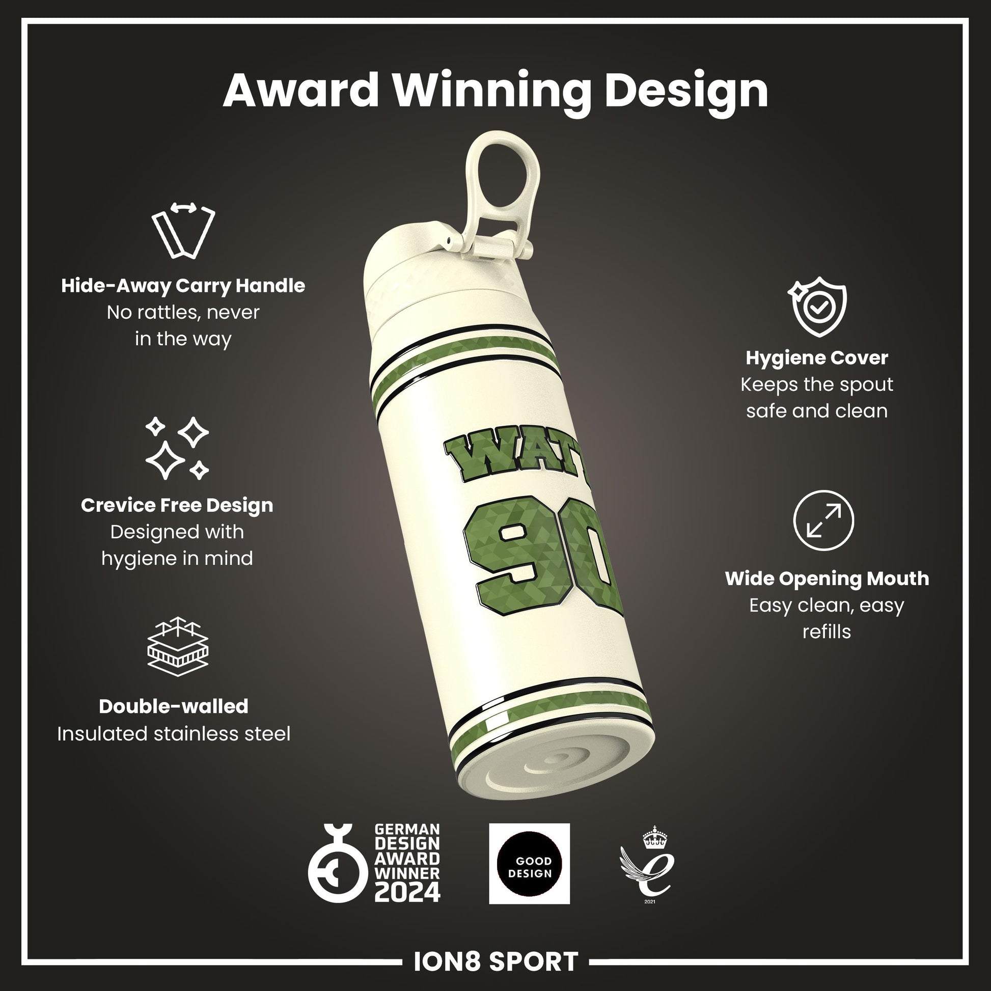 NFL x Ion8 Sports, Insulated Bottle, Icon Series, TJ Watt, 750ml (24oz)