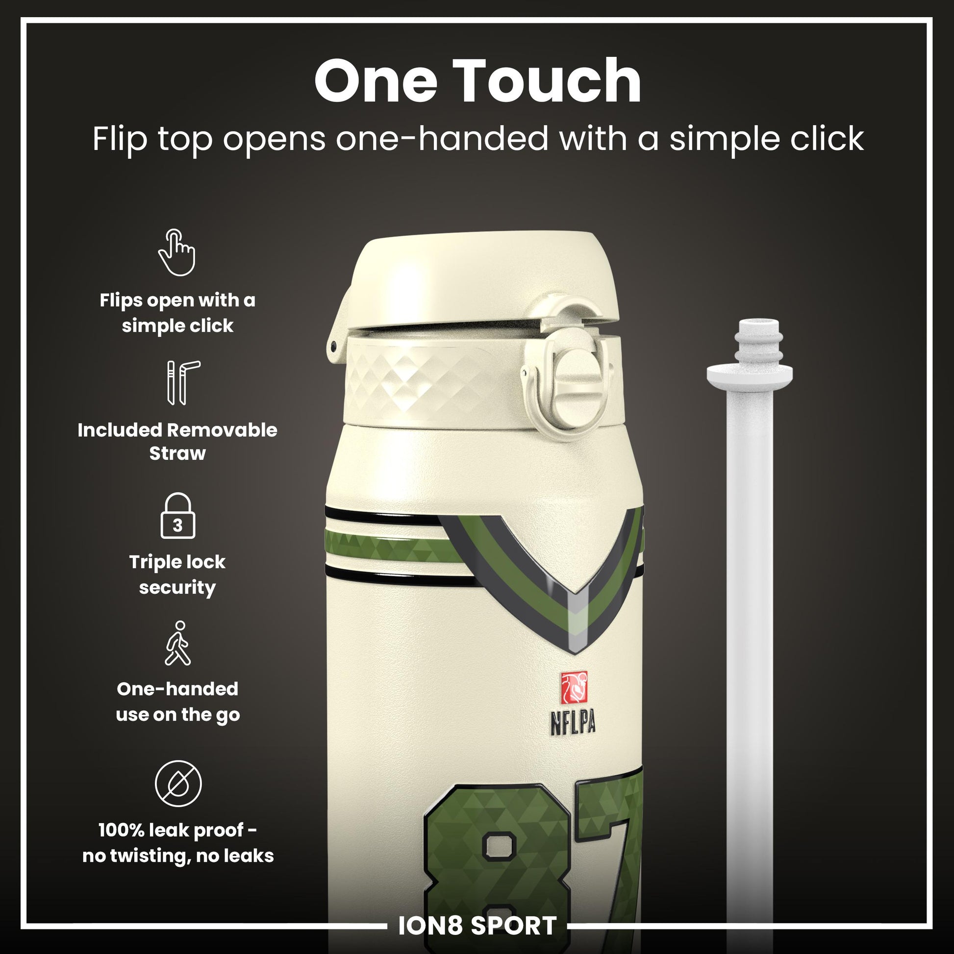 NFL x Ion8 Sports, Insulated Bottle, Icon Series, Travis Kelce, 750ml (24oz)