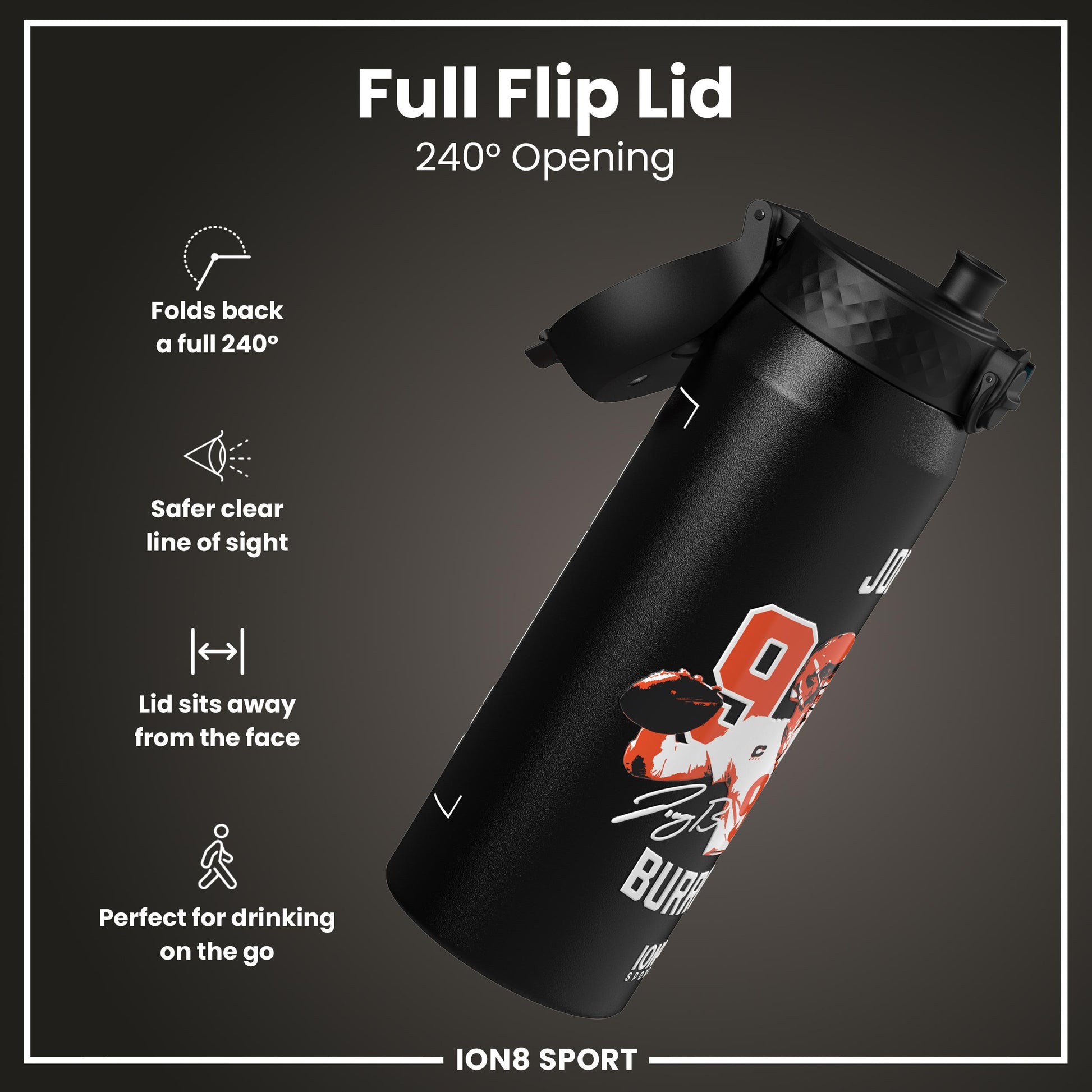 NFL x Ion8 Sports, Insulated Bottle, Locked In Series, Joe Burrow, 750ml (24oz)