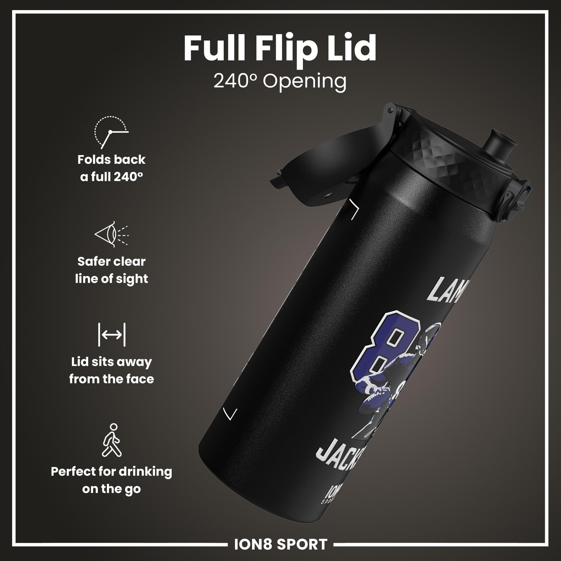 NFL x Ion8 Sports, Insulated Bottle, Locked In Series, Lamar Jackson, 750ml (24oz)