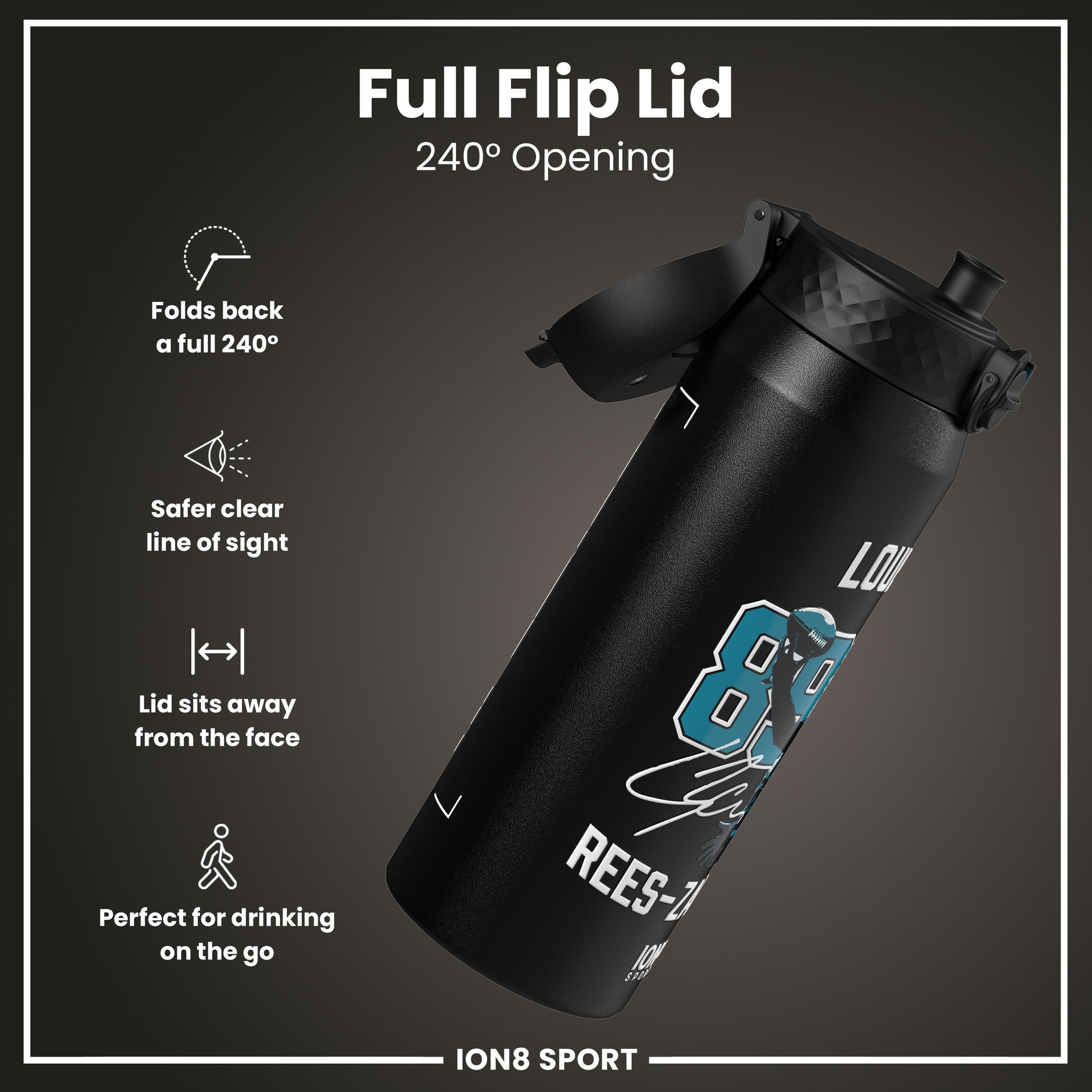 NFL x Ion8 Sports, Insulated Bottle, Locked In Series, Ress-Zammit, 750ml (24oz)