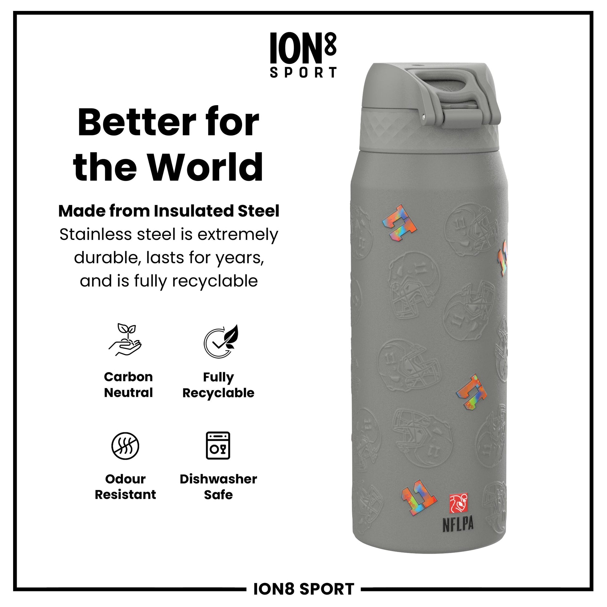 NFL x Ion8 Sports, Insulated Bottle, Signature Series, AJ Brown, 750ml (24oz)