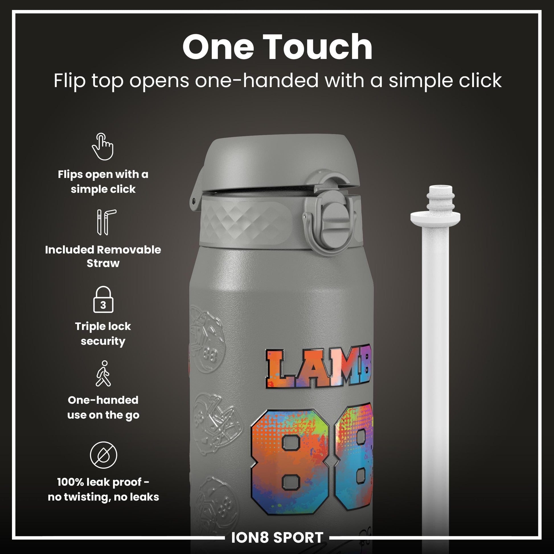 NFL x Ion8 Sports, Insulated Bottle, Signature Series, CeeDee Lamb, 750ml (24oz)