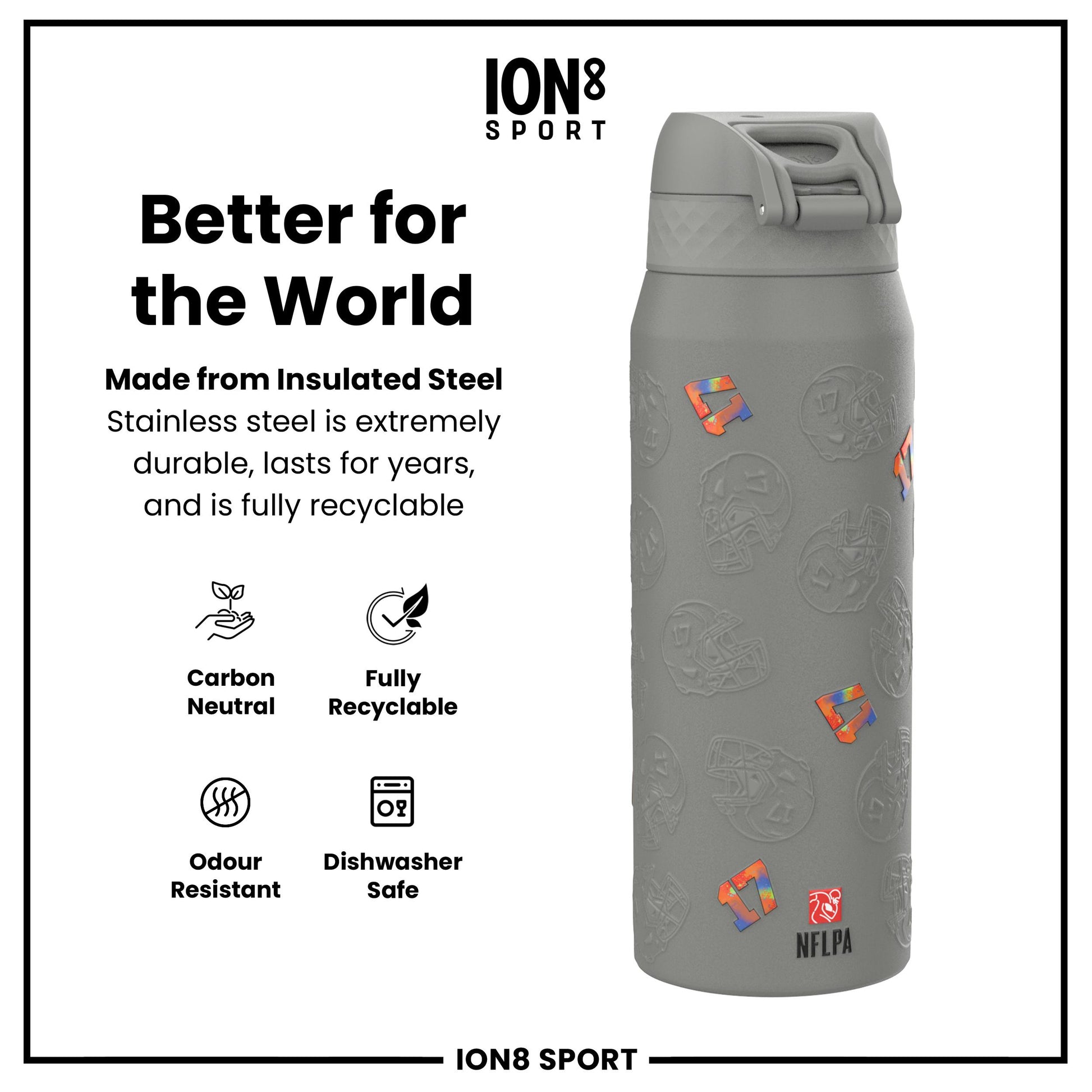 NFL x Ion8 Sports, Insulated Bottle, Signature Series, Josh Allen, 750ml (24oz)