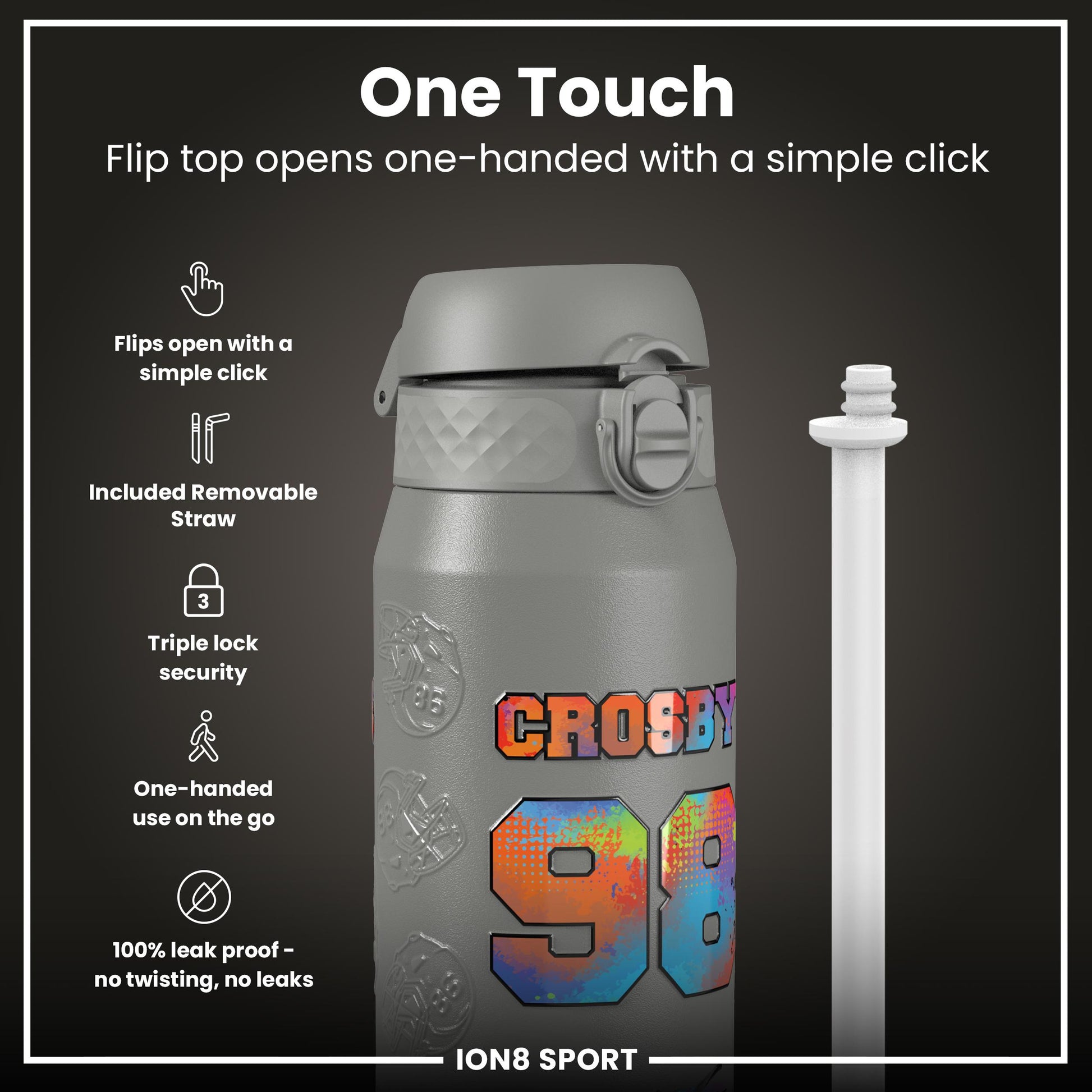 NFL x Ion8 Sports, Insulated Bottle, Signature Series, Maxx Crosby, 750ml (24oz)