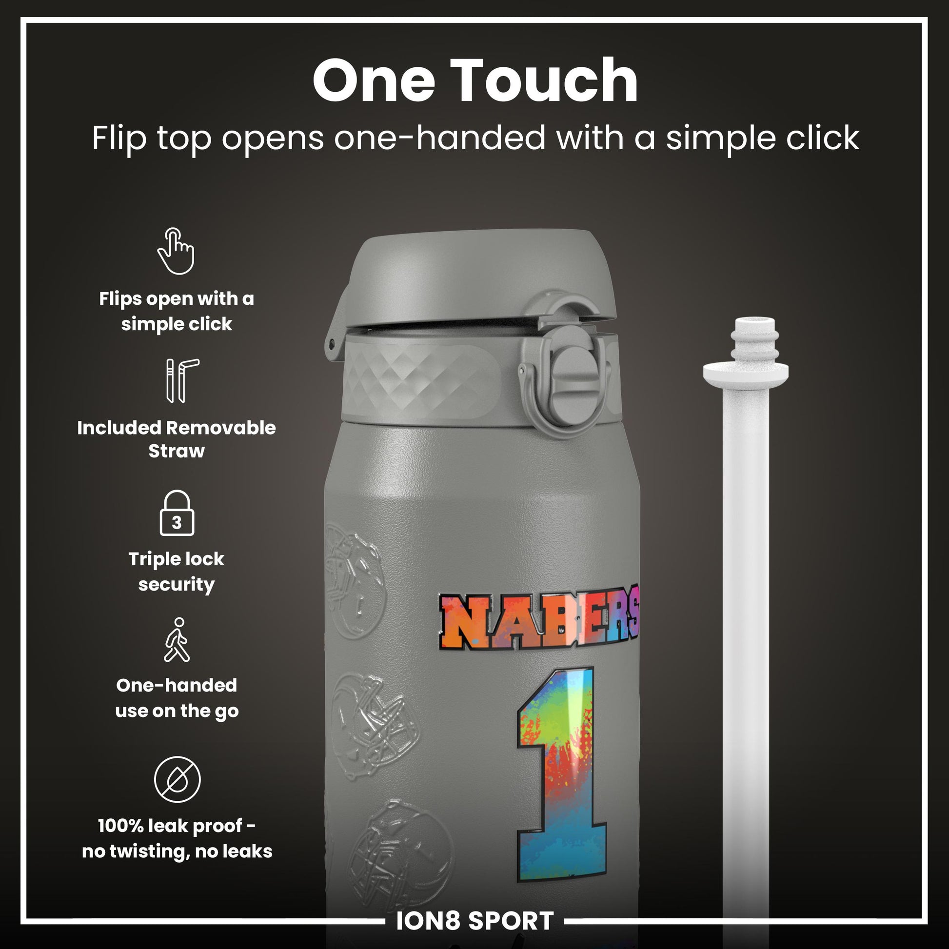 NFL x Ion8 Sports, Insulated Bottle, Signature Series, Malik Nabers, 750ml (24oz)