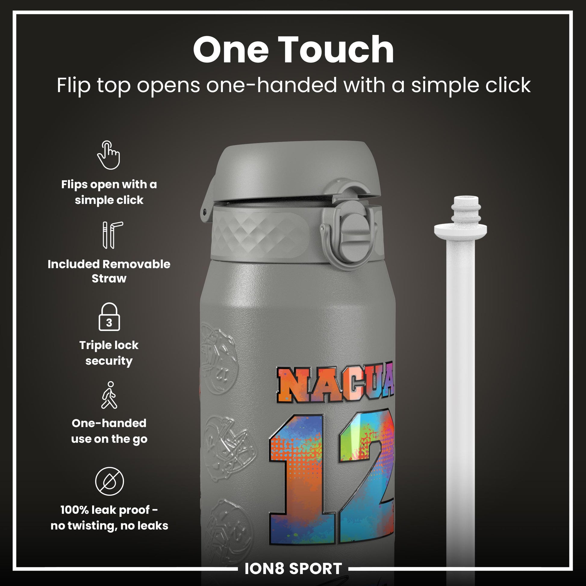 NFL x Ion8 Sports, Insulated Bottle, Signature Series, Puka Nacua, 750ml (24oz)