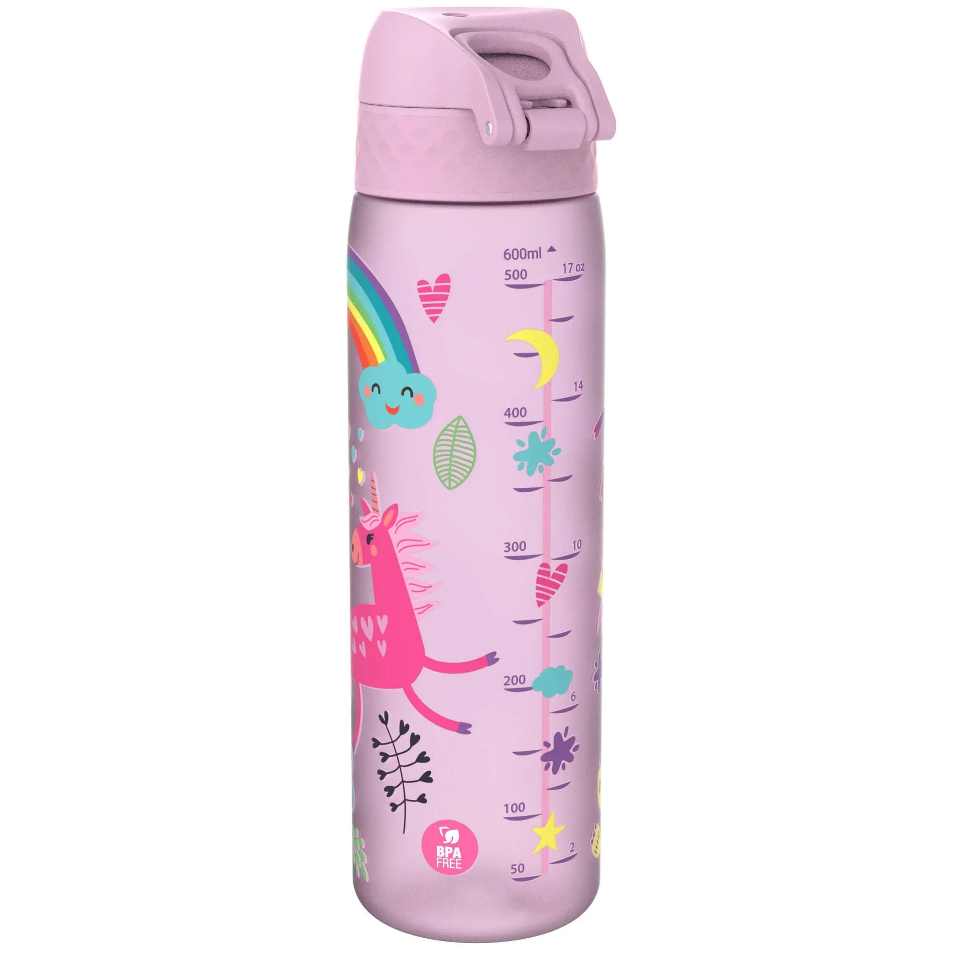 Leak Proof Slim Water Bottle, Recyclon™, Unicorns, 500ml (18oz) Ion8