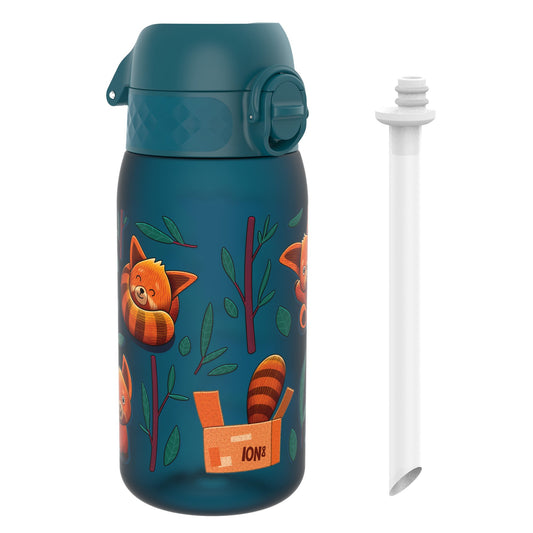Kids Water Bottle With Straw, Recyclon, Red Pandas, 350ml