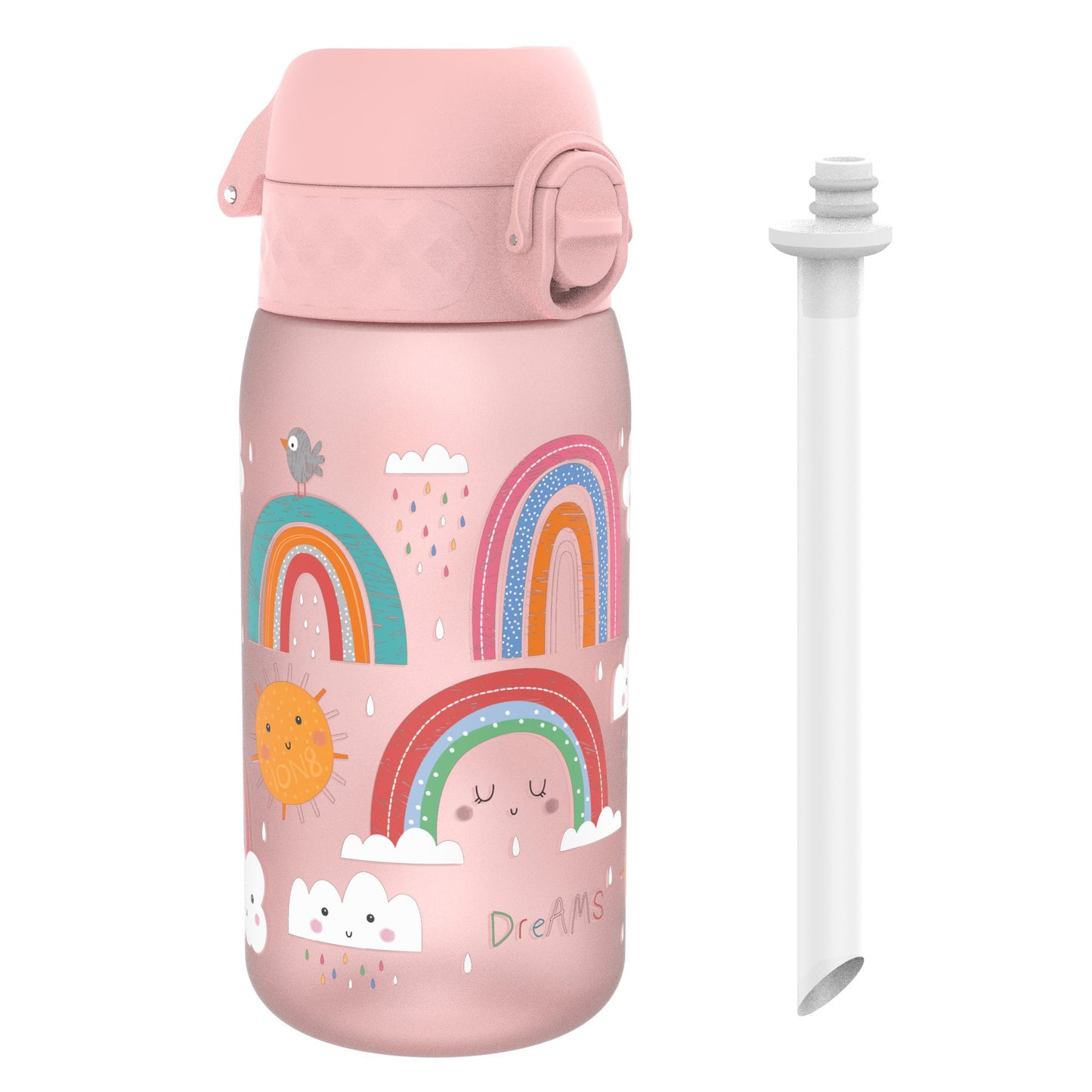 Kids Water Bottle With Straw, Recyclon, Rainbows, 350ml