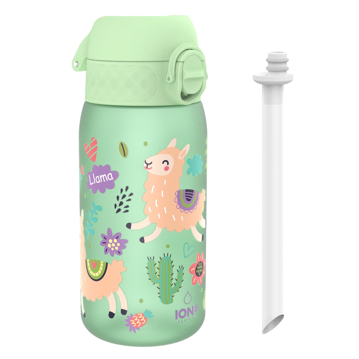 Kids Water Bottle With Straw, Recyclon, Llamas, 350ml