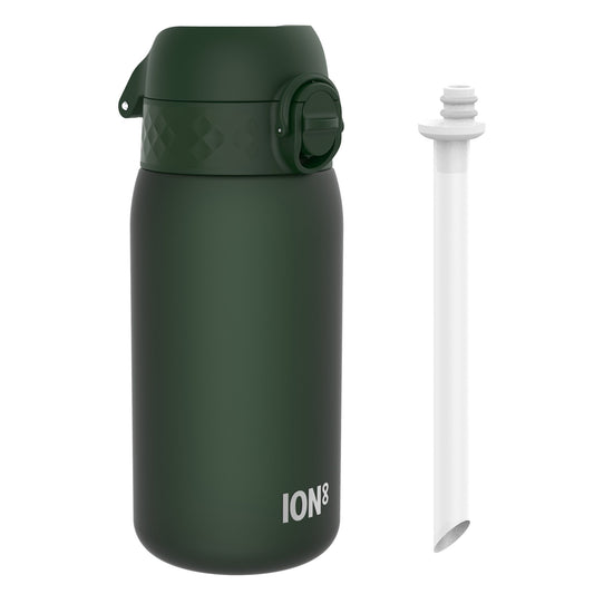 Kids Water Bottle With Straw, Recyclon, Dark Green, 350ml