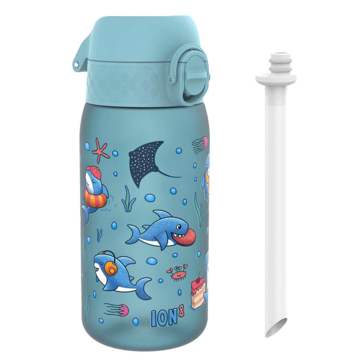 Kids Water Bottle With Straw, Recyclon, Sharks, 350ml