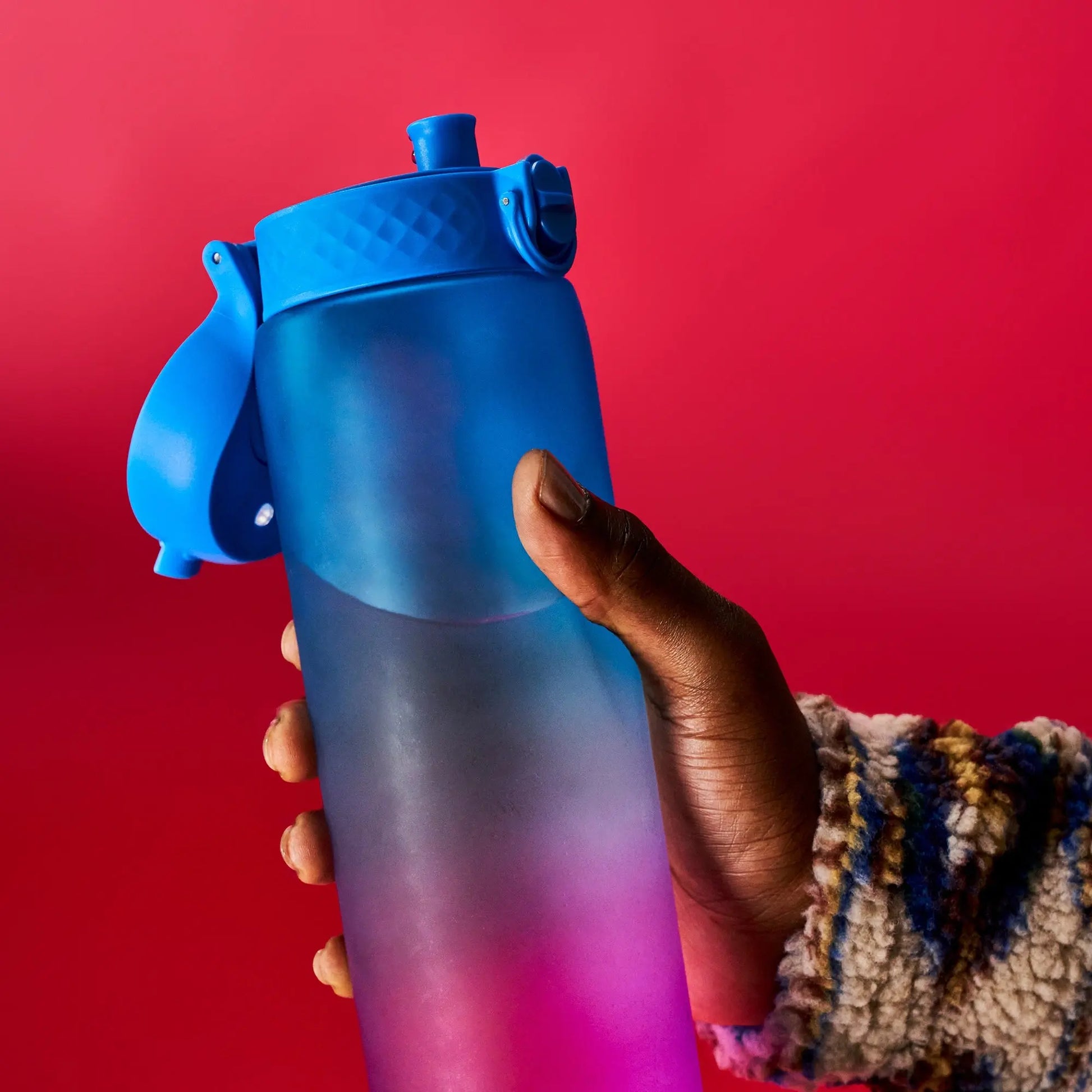 1 litre Water Bottle with Times to Drink, Recyclon™, Motivational Blue & Pink, 1L Ion8