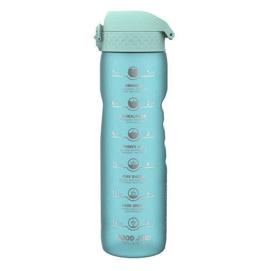 1 litre Water Bottle with Times to Drink, Recyclon™, Motivational Sonic Blue, 1L Ion8