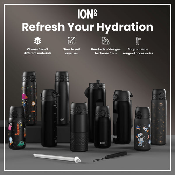 Leak Proof Thermal Steel Water Bottle, Insulated, Black, 320ml (11oz)
